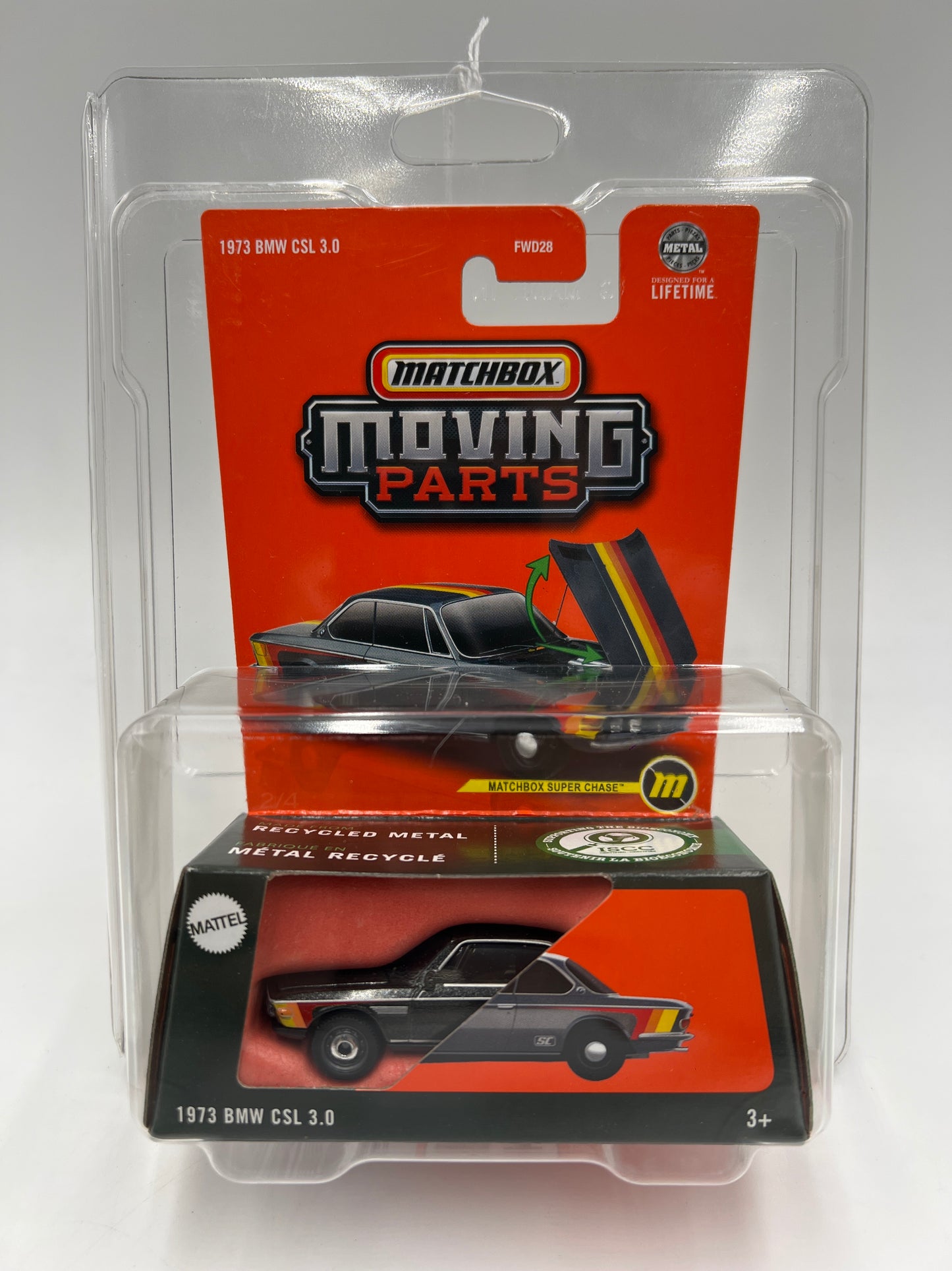 2025 Matchbox Moving Parts Super Chase #2 1973 BMW CSL 3.0 Black W/Protector