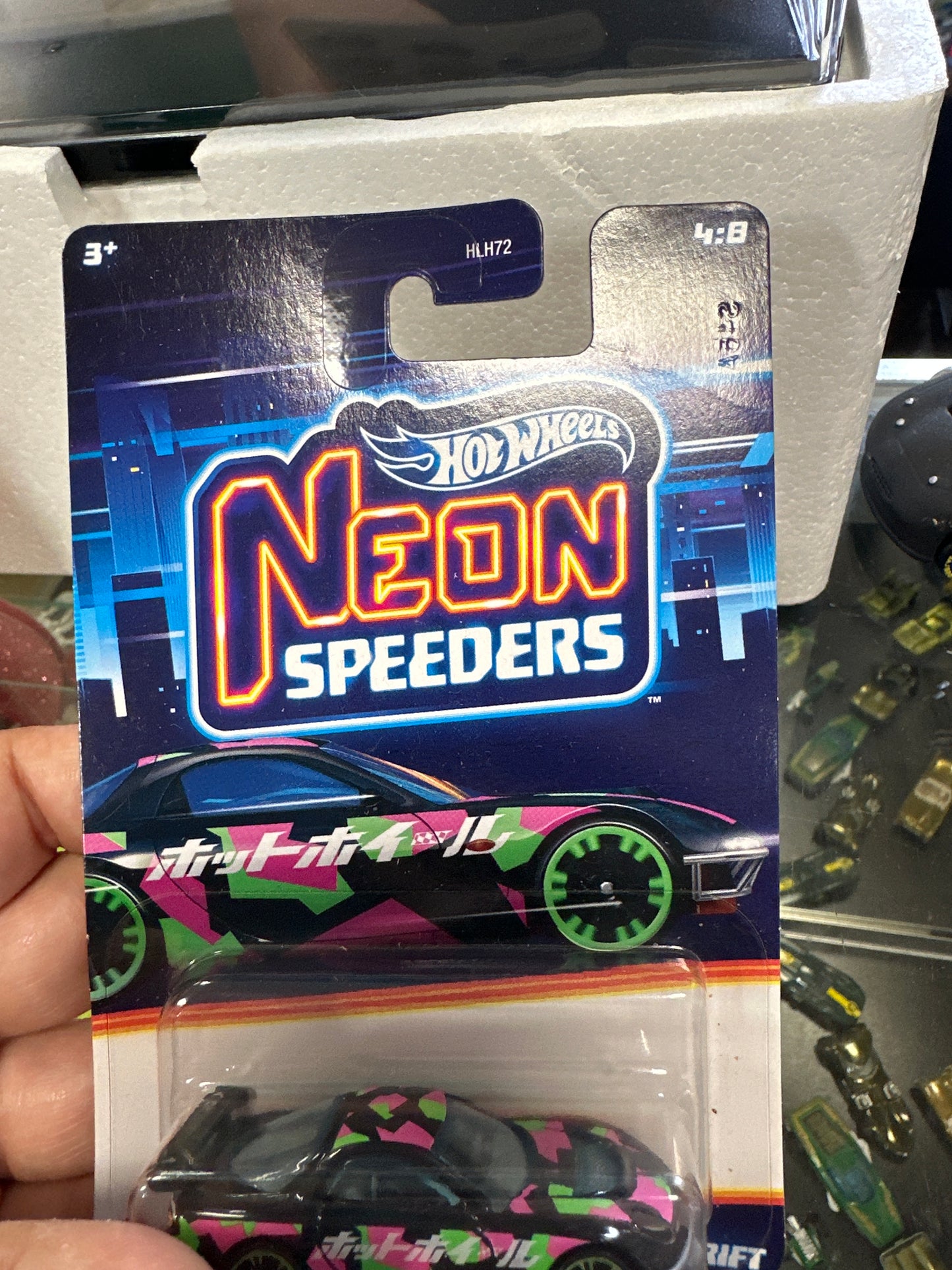 Hot wheels Neon Speeders 95 Mazda RX-7 Drift small crease on card 161G