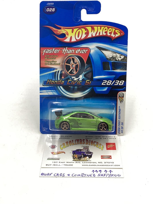 2006 Hot wheels #28 Honda Civic Si FTE Faster Than Ever with protector