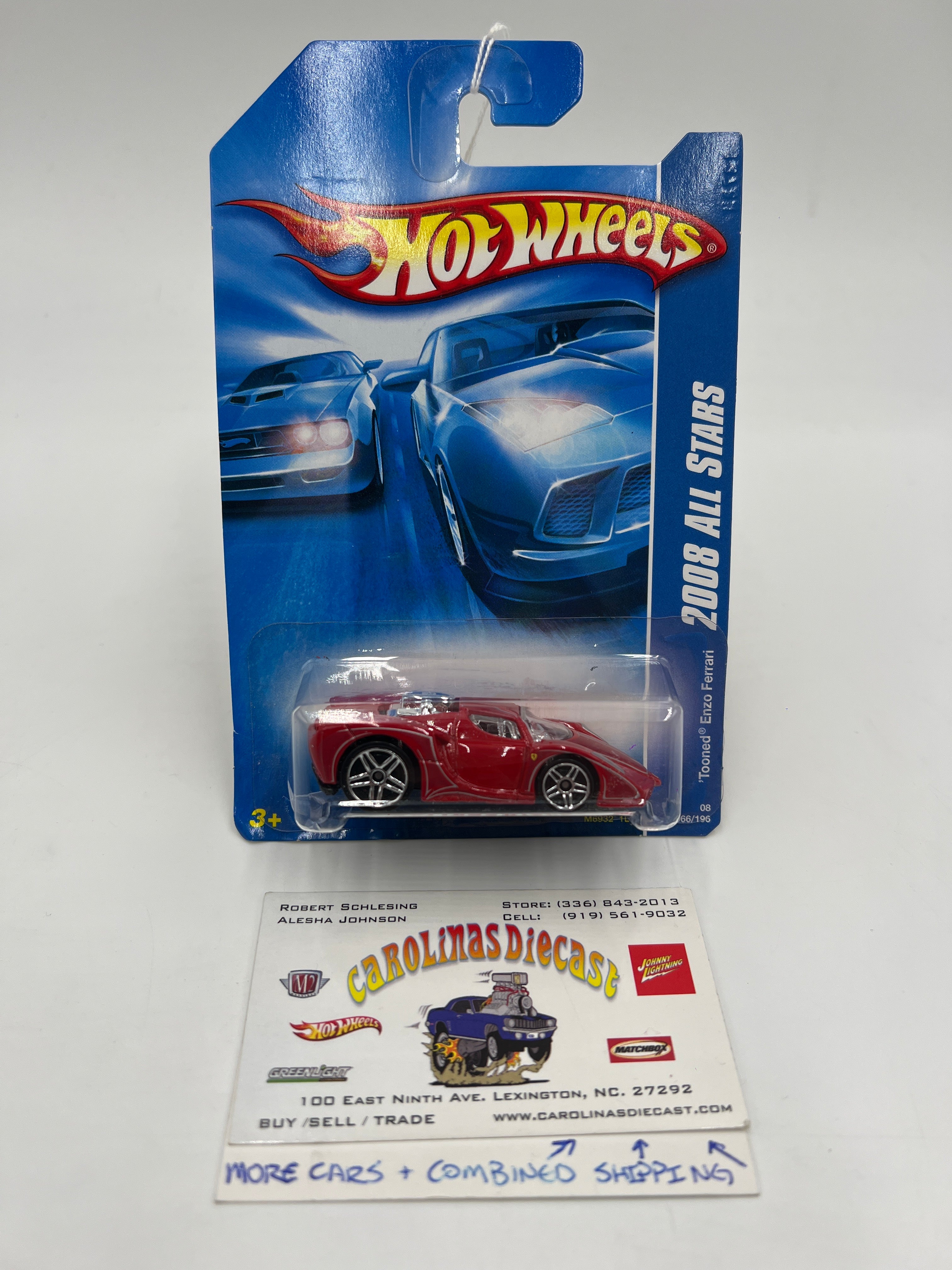 2008 Hot Wheels All Stars #66 Tooned Enzo Ferrari Red Card Not