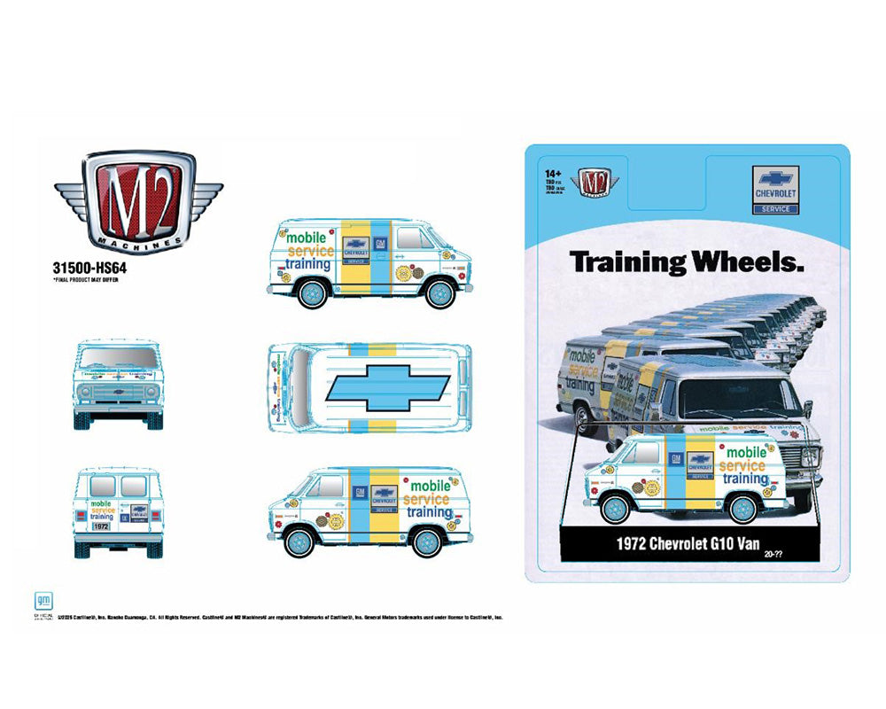 PREORDER M2 Machines 1972 Chevrolet G10 Van Training Wheels Hobby Exclusive HS64