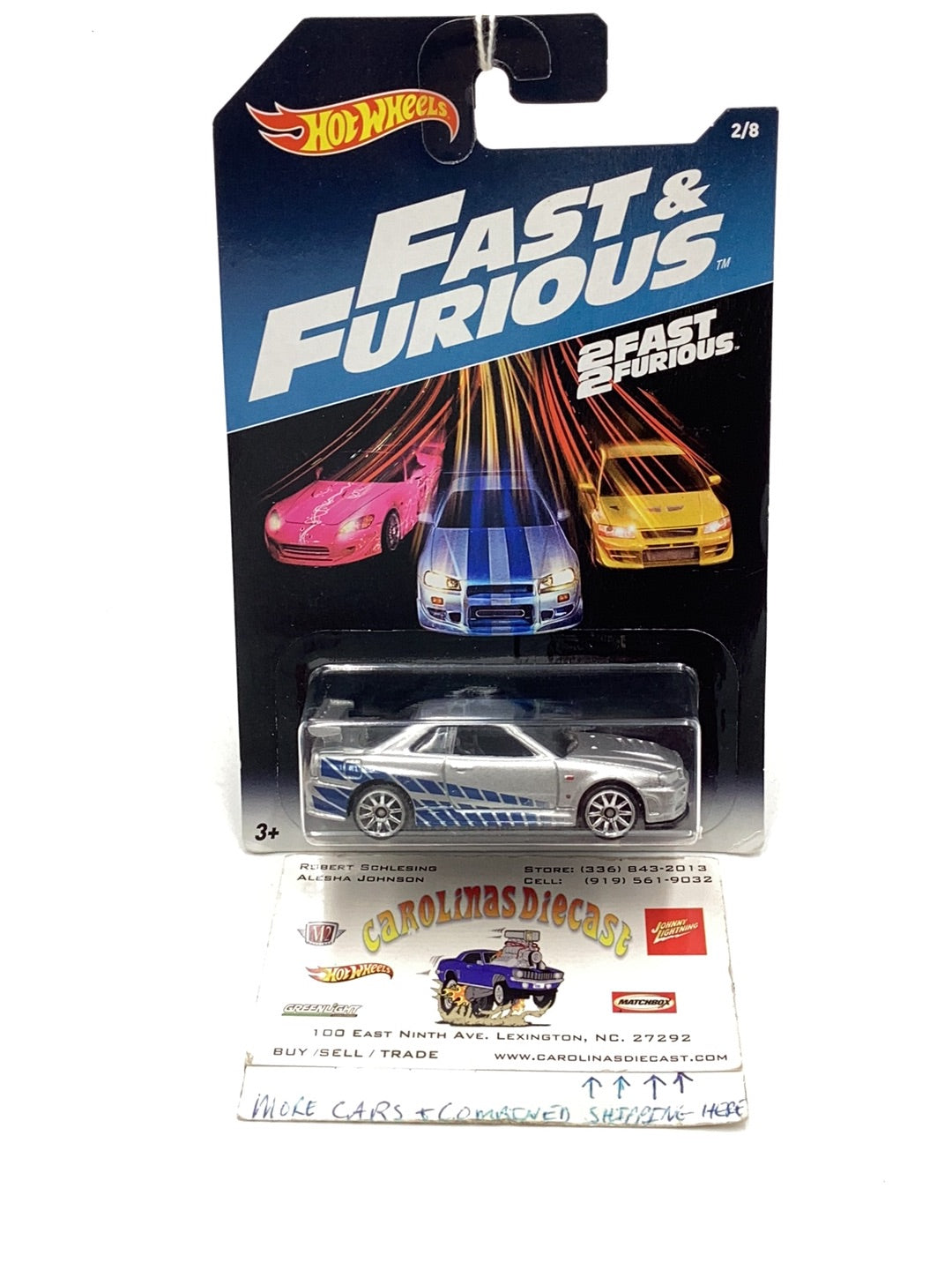 Hot wheels fast and furious 2/8 Nissan skyline GT-R (R34) with