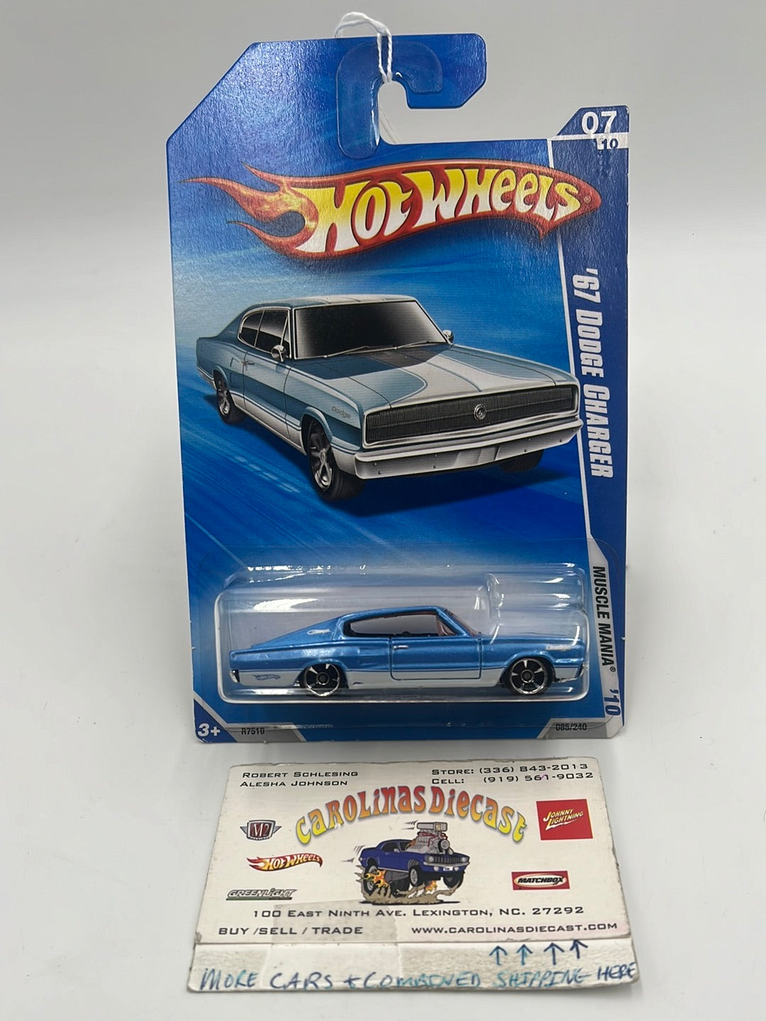 2010 Hot Wheels Hot Auction '67 Dodge Charger Blue w/Pink Window
