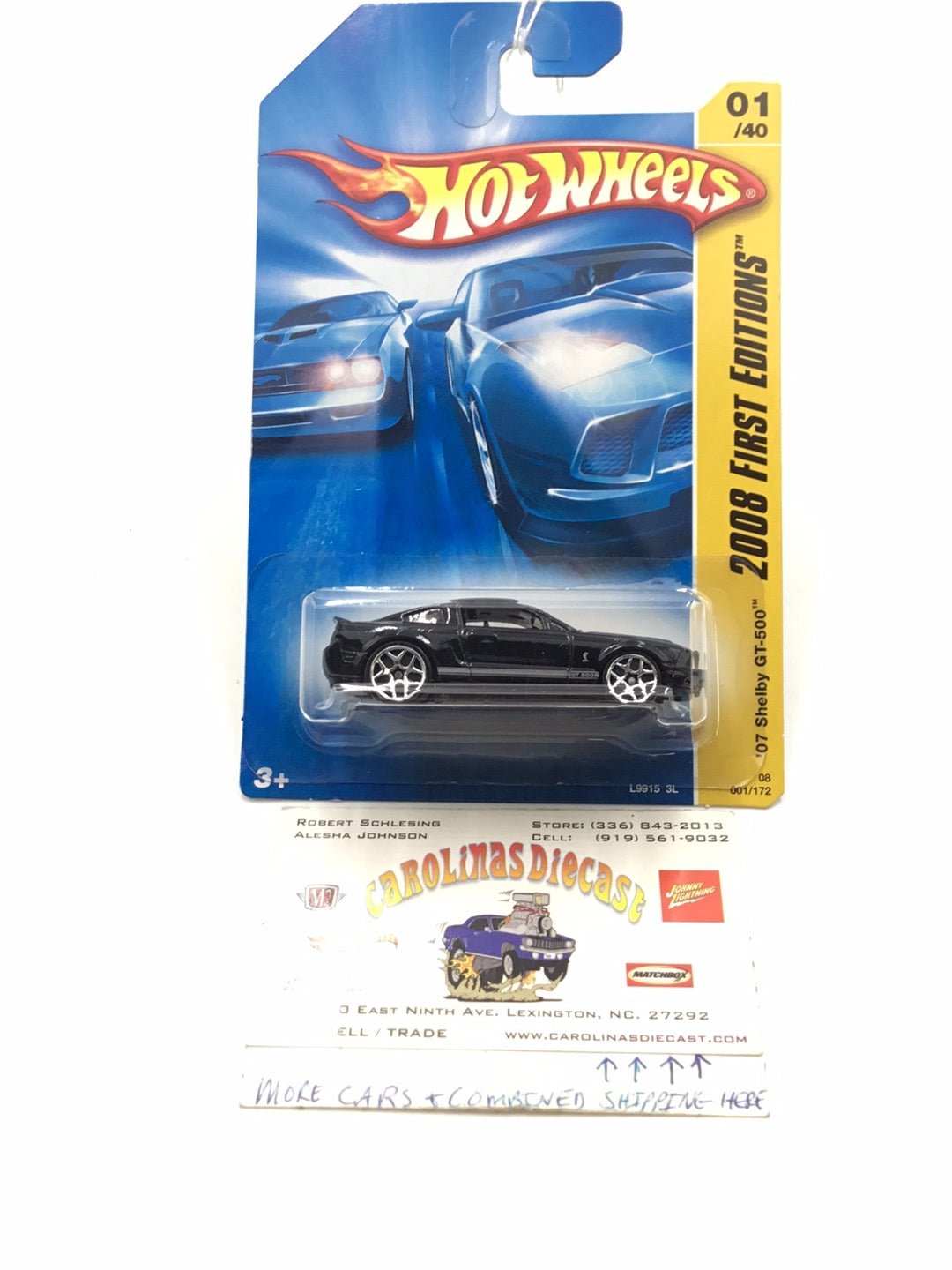 2008 Hot wheels #1 Shelby GT-500 black JJ4 – carolinasdiecast