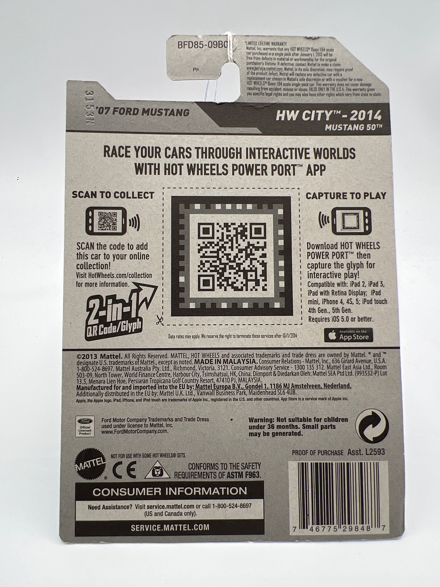 2014 Hot Wheels City #95 07 Ford Mustang Red 26G