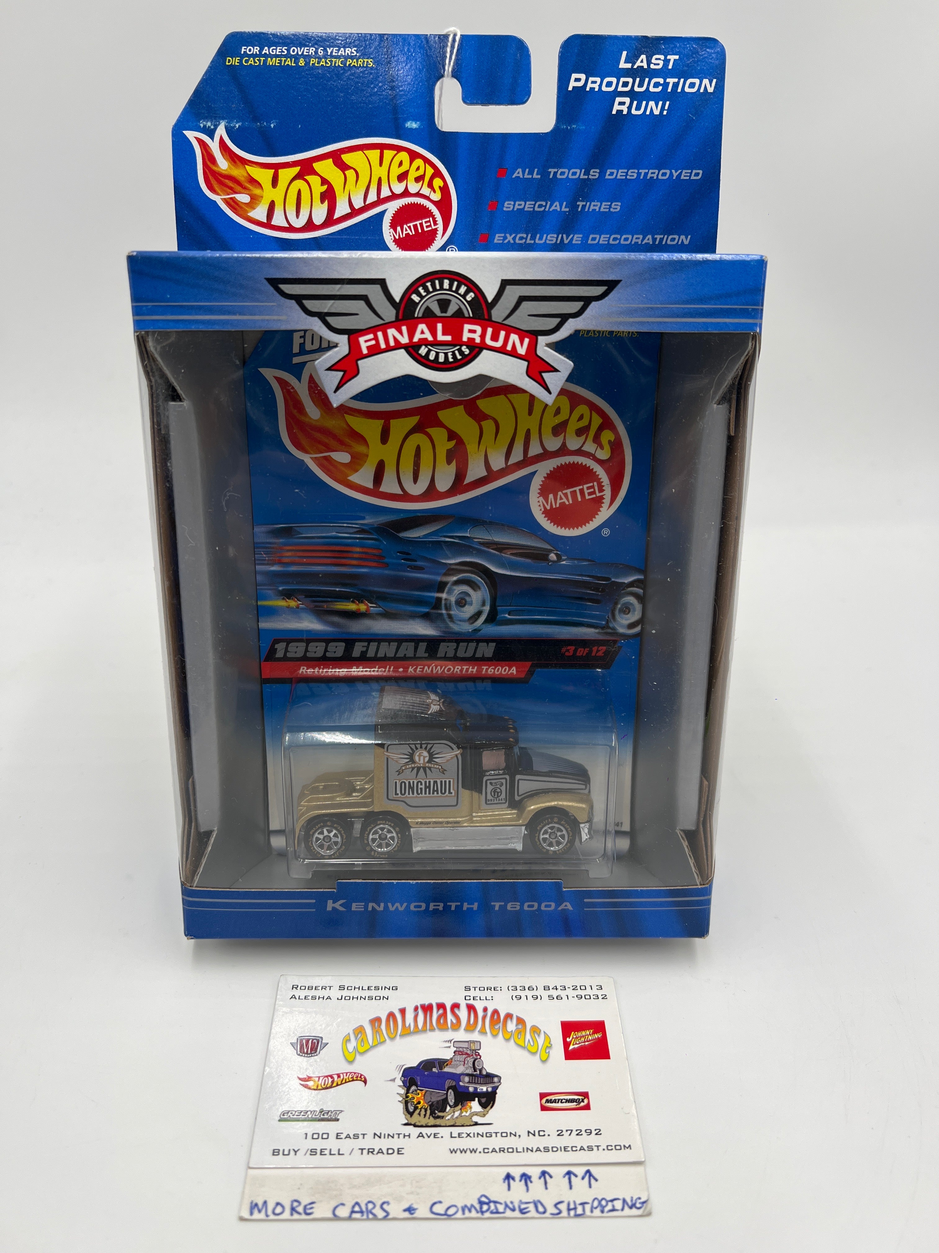 【超貴重・美品】廃盤 マニア必見 MSR Outfitter Wing 1999 Hot Wheels Final Run #3 Kenworth T600A Black/Gold