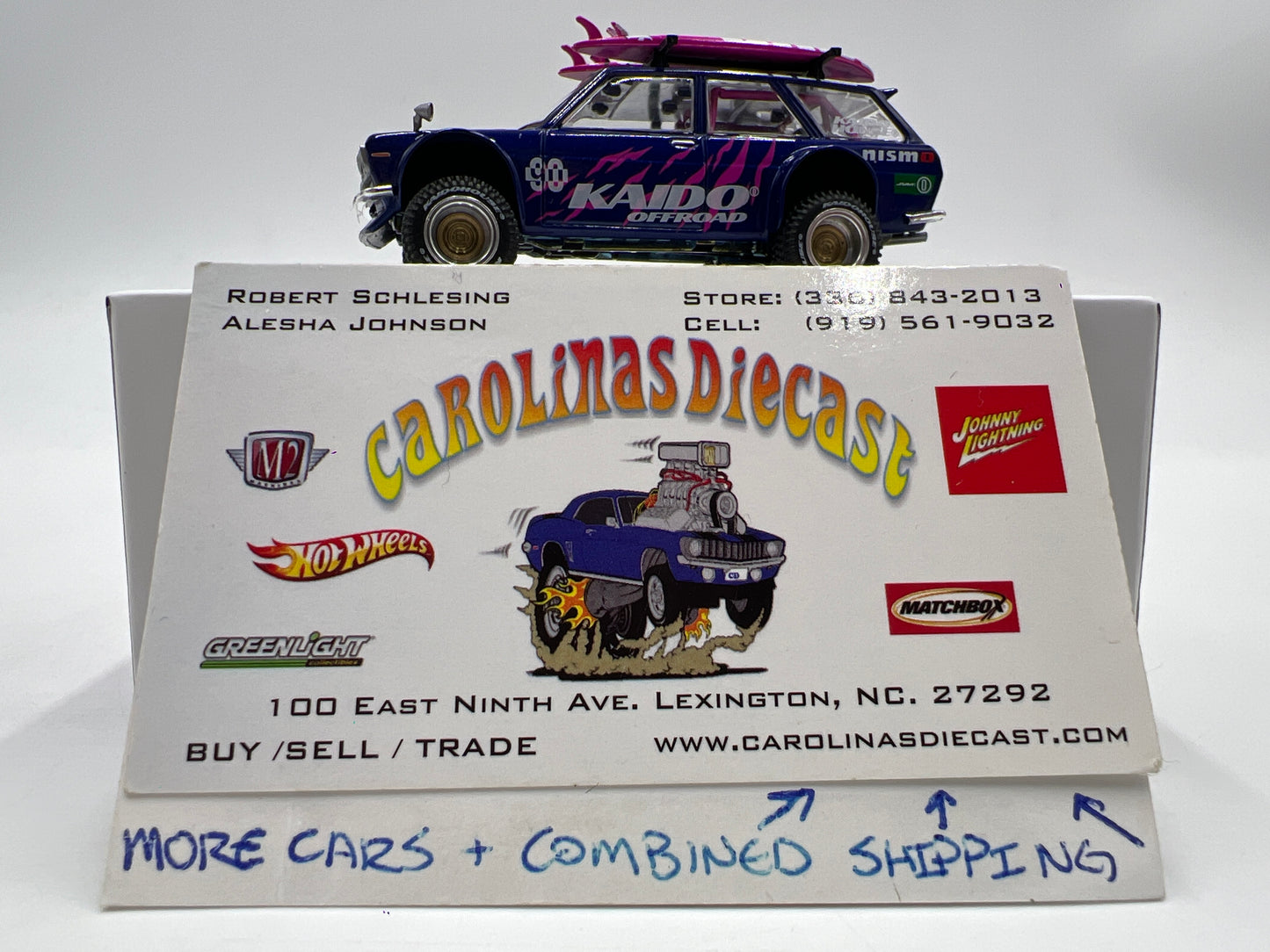 Mini GT x Kaido House #149 Datsun 510 4x4 Wagon Kaido Off-road V2 Purple W/Surfboards