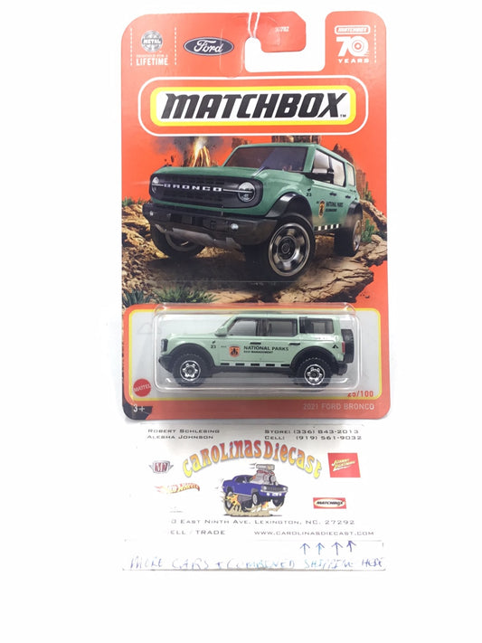 2023 matchbox 70 years #25 2021 Ford Bronco national parks 27H
