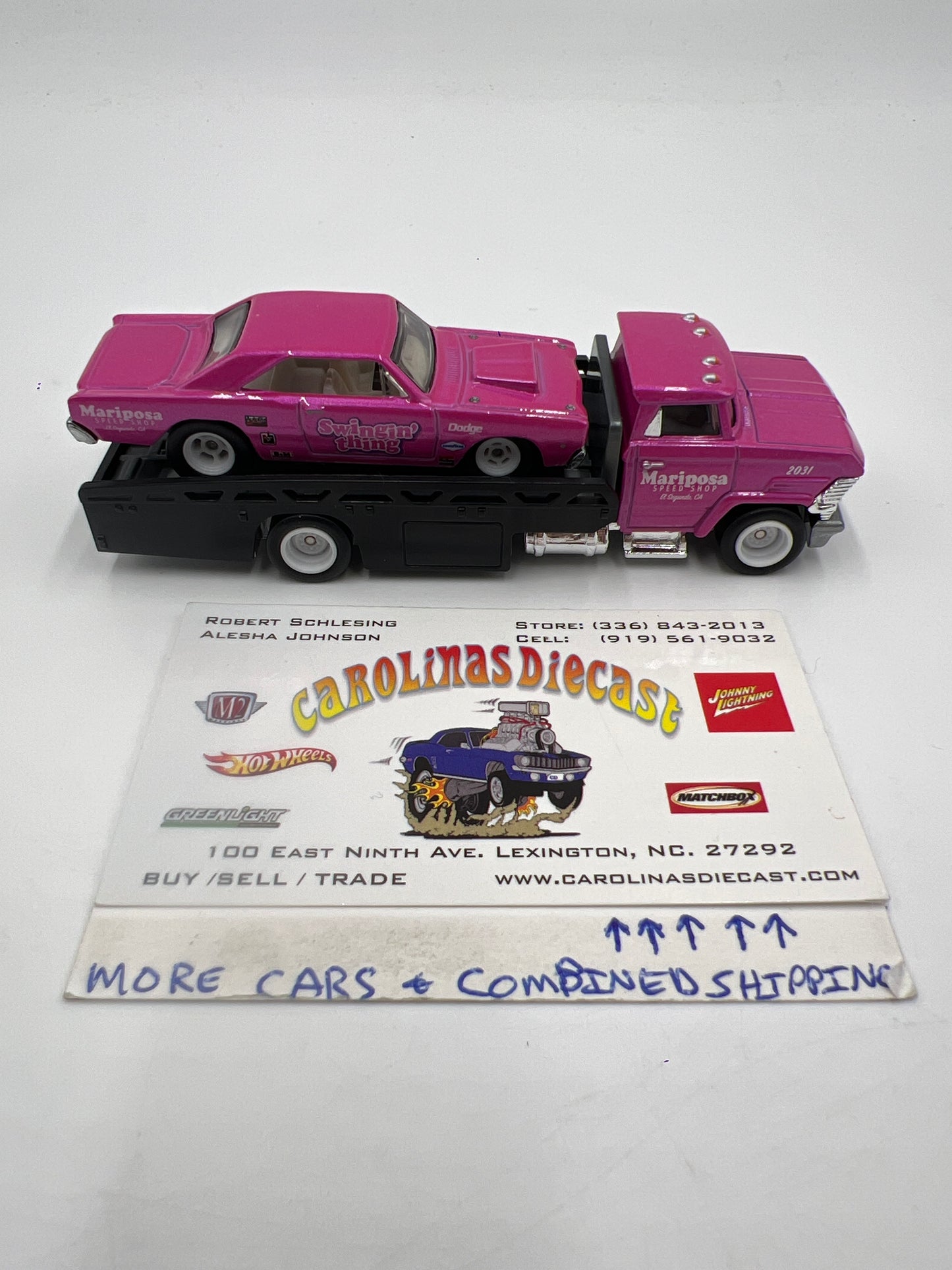 Hot Wheels 1/64 Premium Team Transport #25 68 Dodge Dart & Horizon Hauler Pink Loose