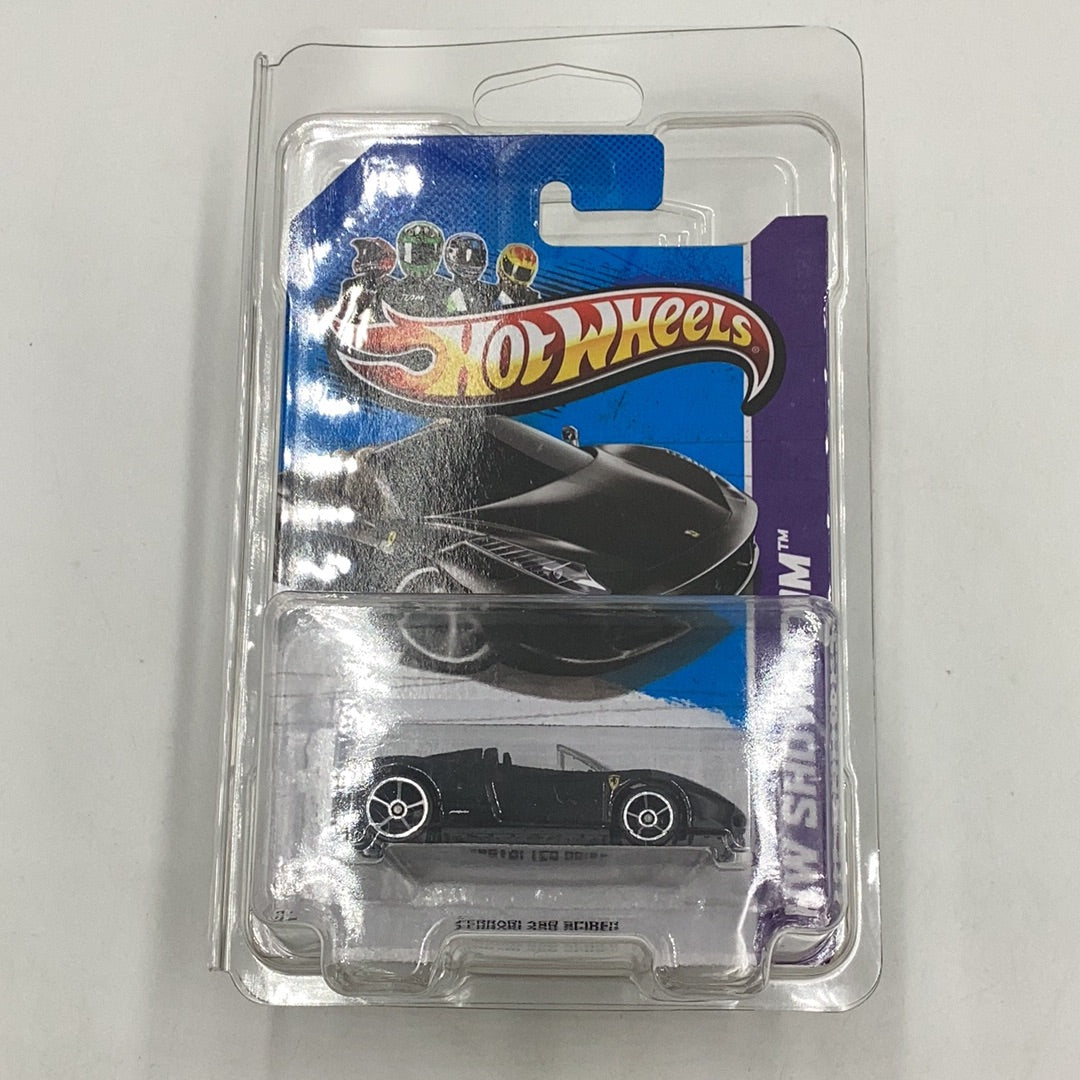2013 hot wheels #151 Ferrari 458 Spider VHTF black interior with protector