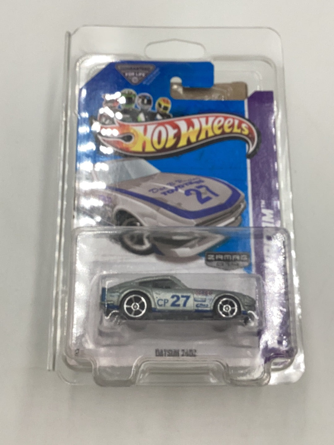 2013 hot wheels Zamac #159 Datsun 240Z Rare red Toyo tires on hood with protector