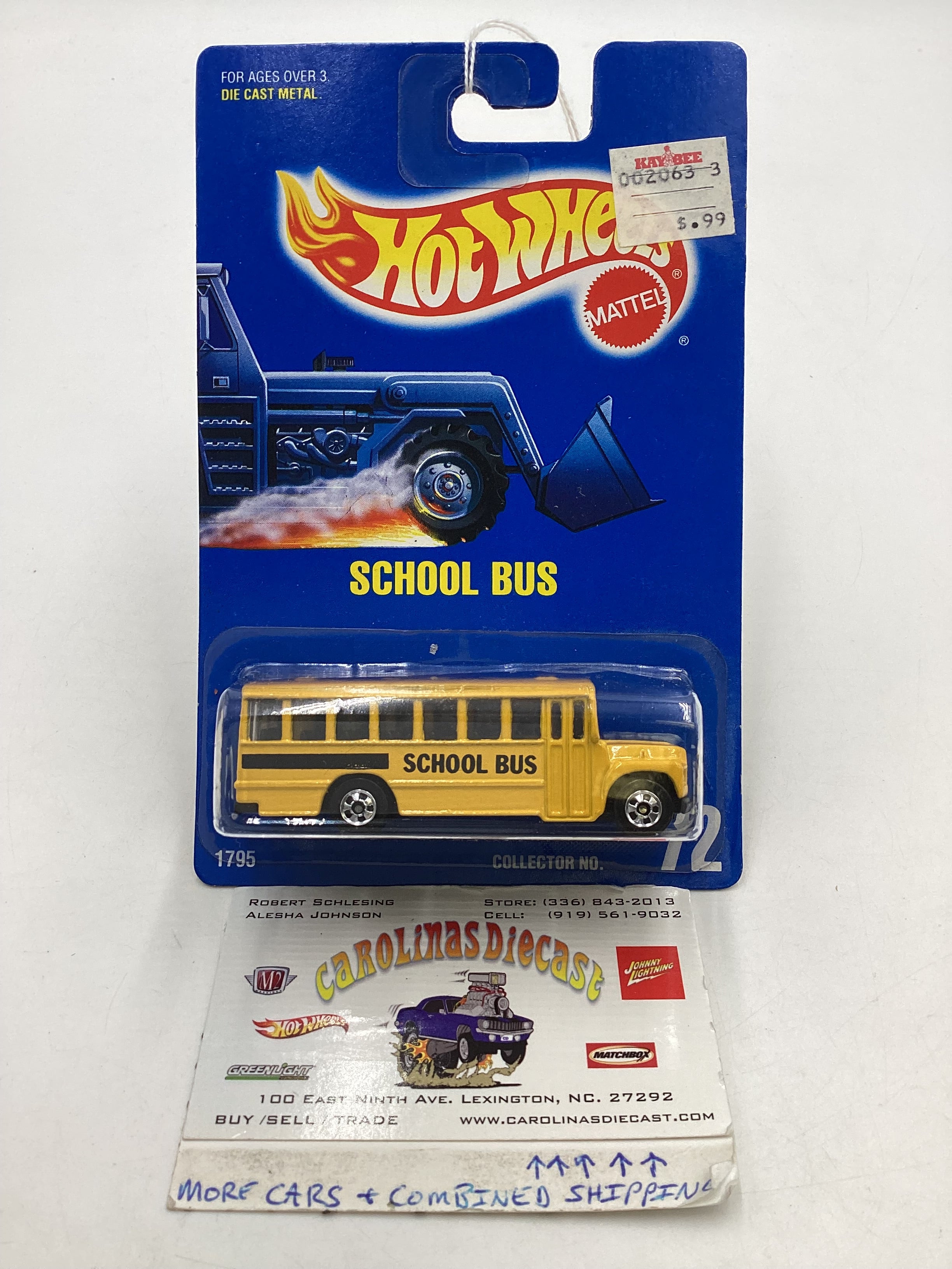 Hot Wheels Blue Card Collector No. 72 School Bus Yellow 239B