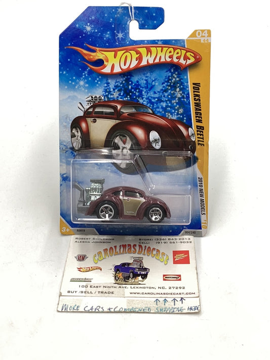 2010 Hot Wheels #4 Volkswagen beetle new arrivals Target exclusive snowflake card maroon 158F