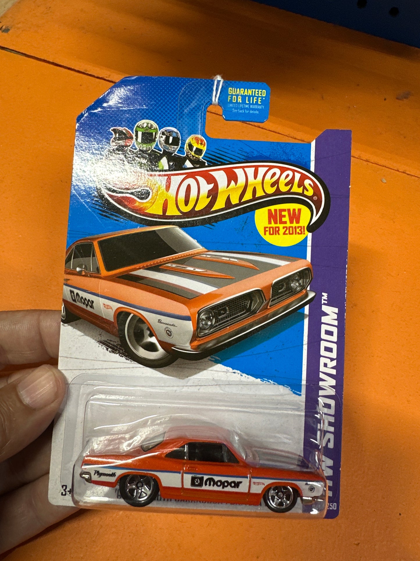 2013 Hot Wheels #240 68 Plymouth Barracuda Formula S Orange see last pic and description 42i