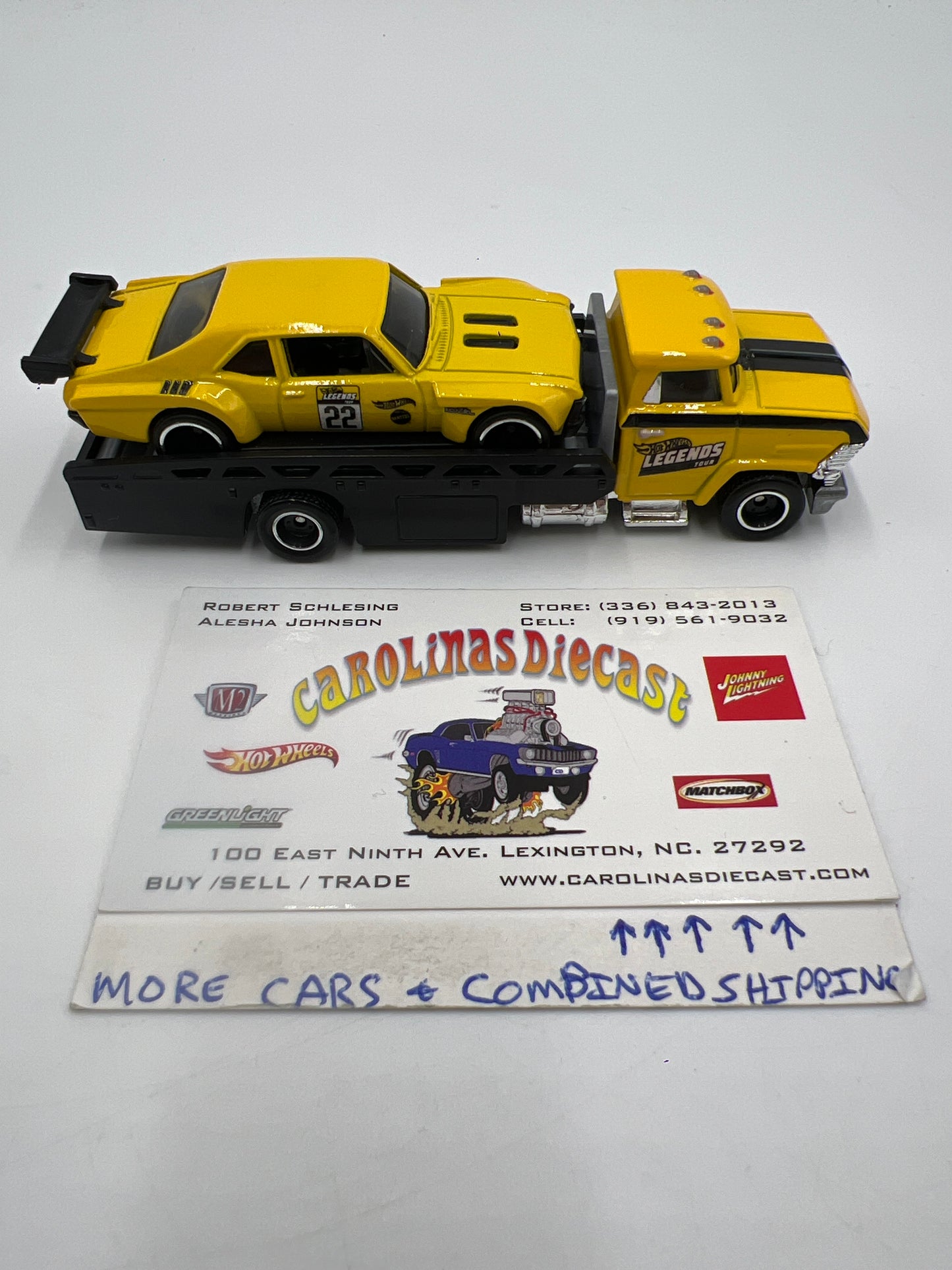 Hot Wheels 1/64 Premium Team Transport Legends Tour Custom 70 Chevy Nova & Horizon Hauler Yellow Loose