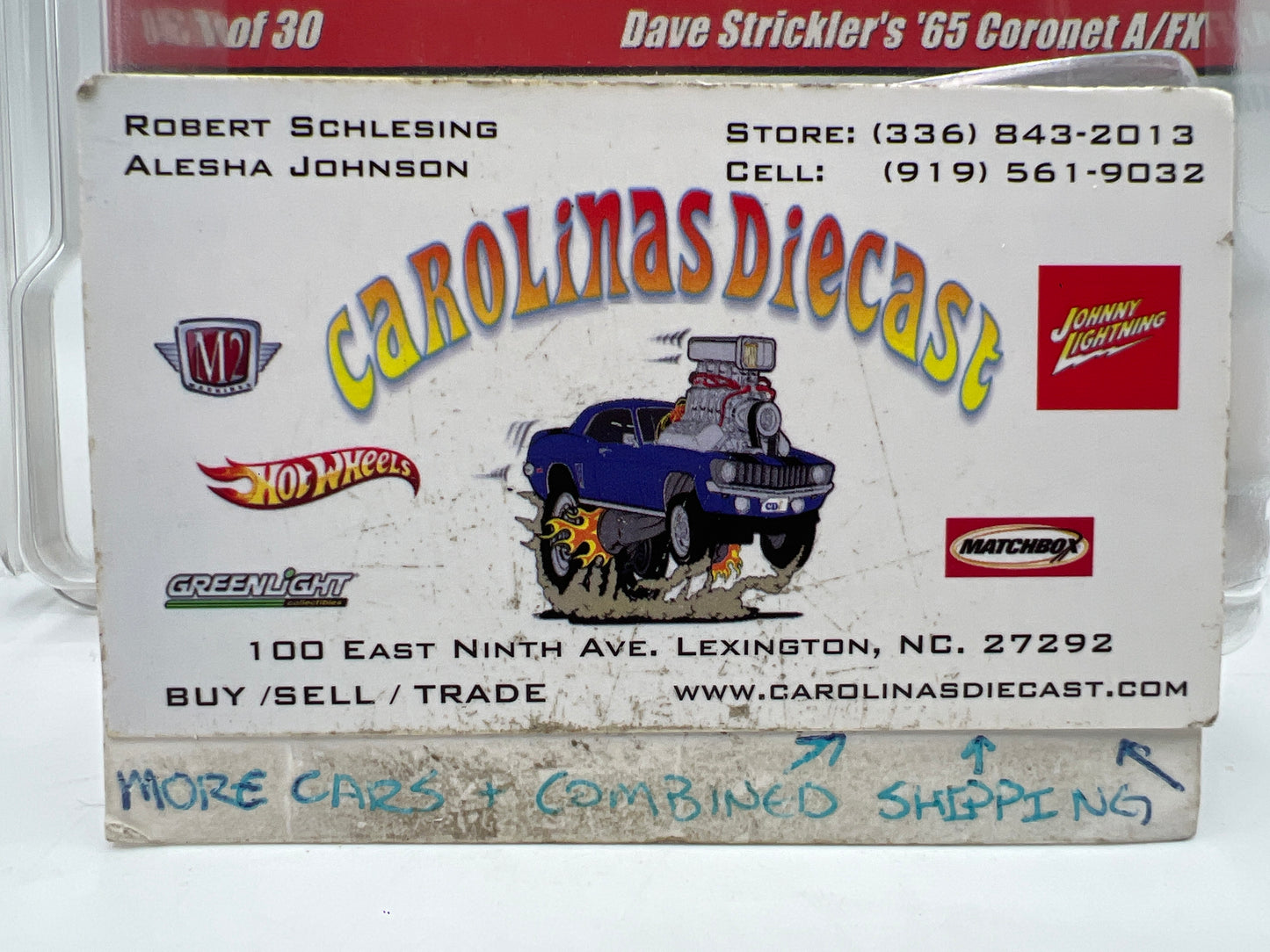 Hot Wheels Drag Strip Demons #10 Dave Strickler 65 Coronet A/FX White W/Protector