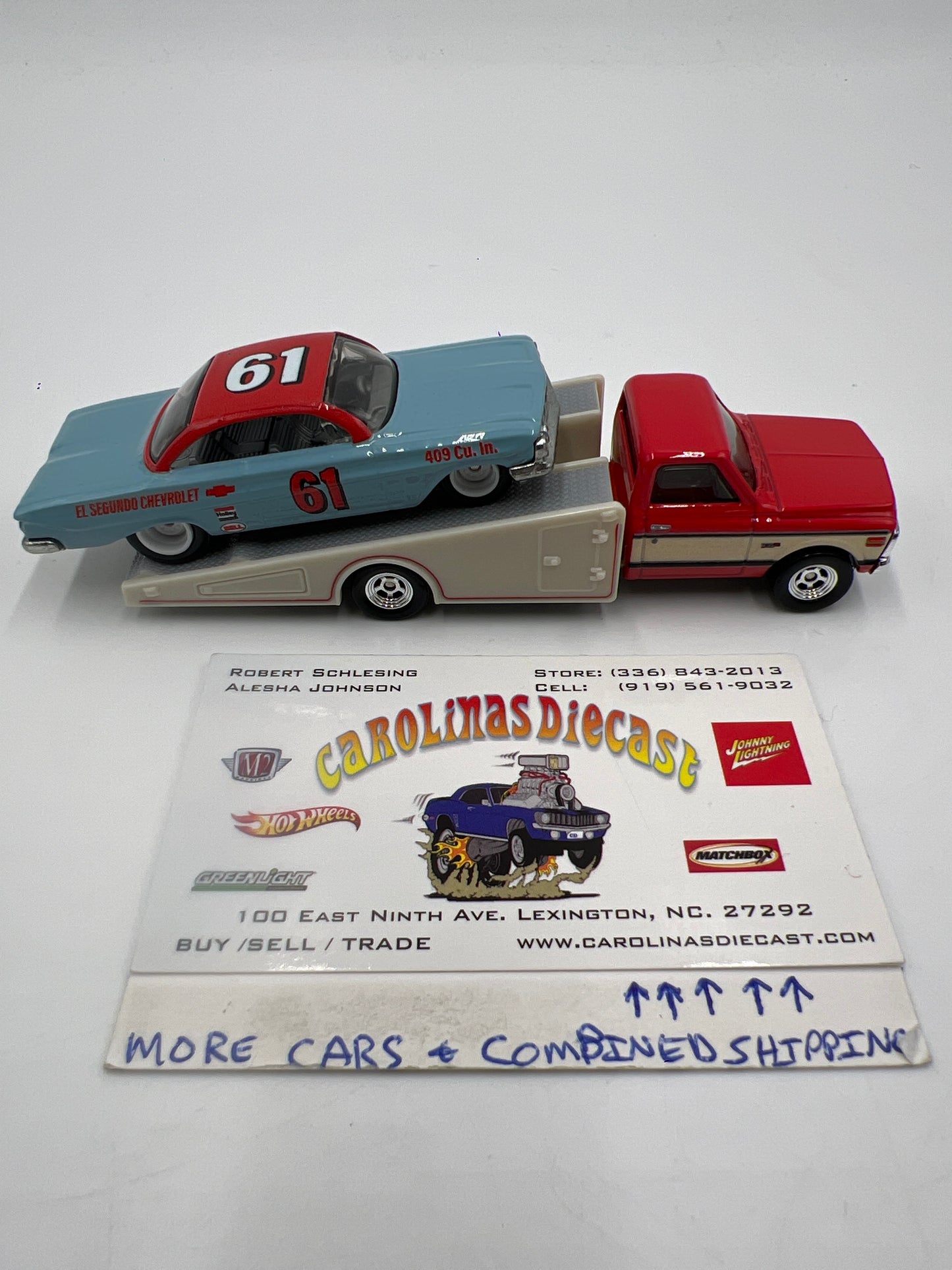 Hot Wheels 1/64 Premium Team Transport #54 61 Impala & 72 Chevy Ramp Truck Loose