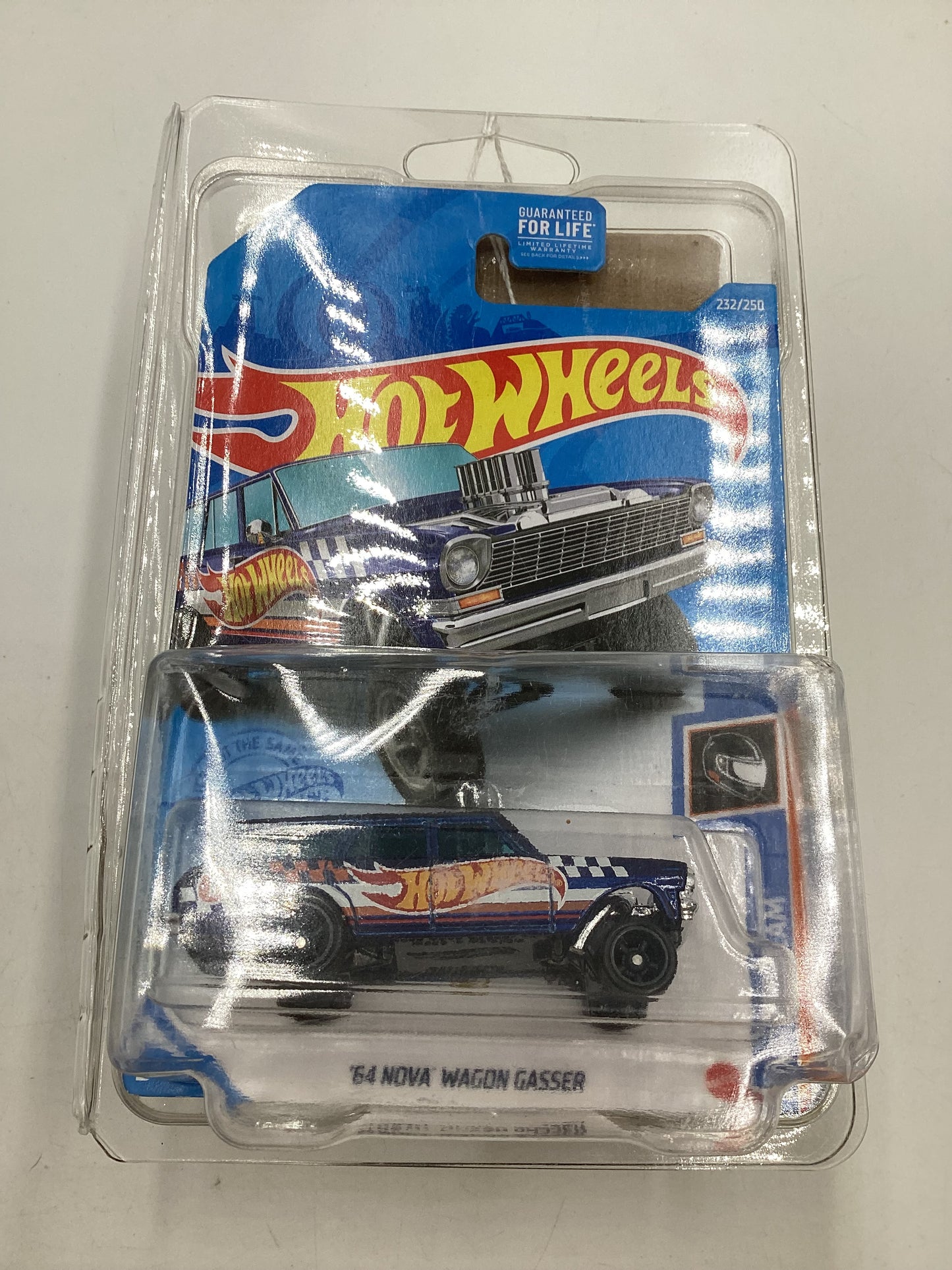 2021 Hot Wheels #232 Super Treasure Hunt 64 Nova Wagon Gasser W/Protector Cracked Blister