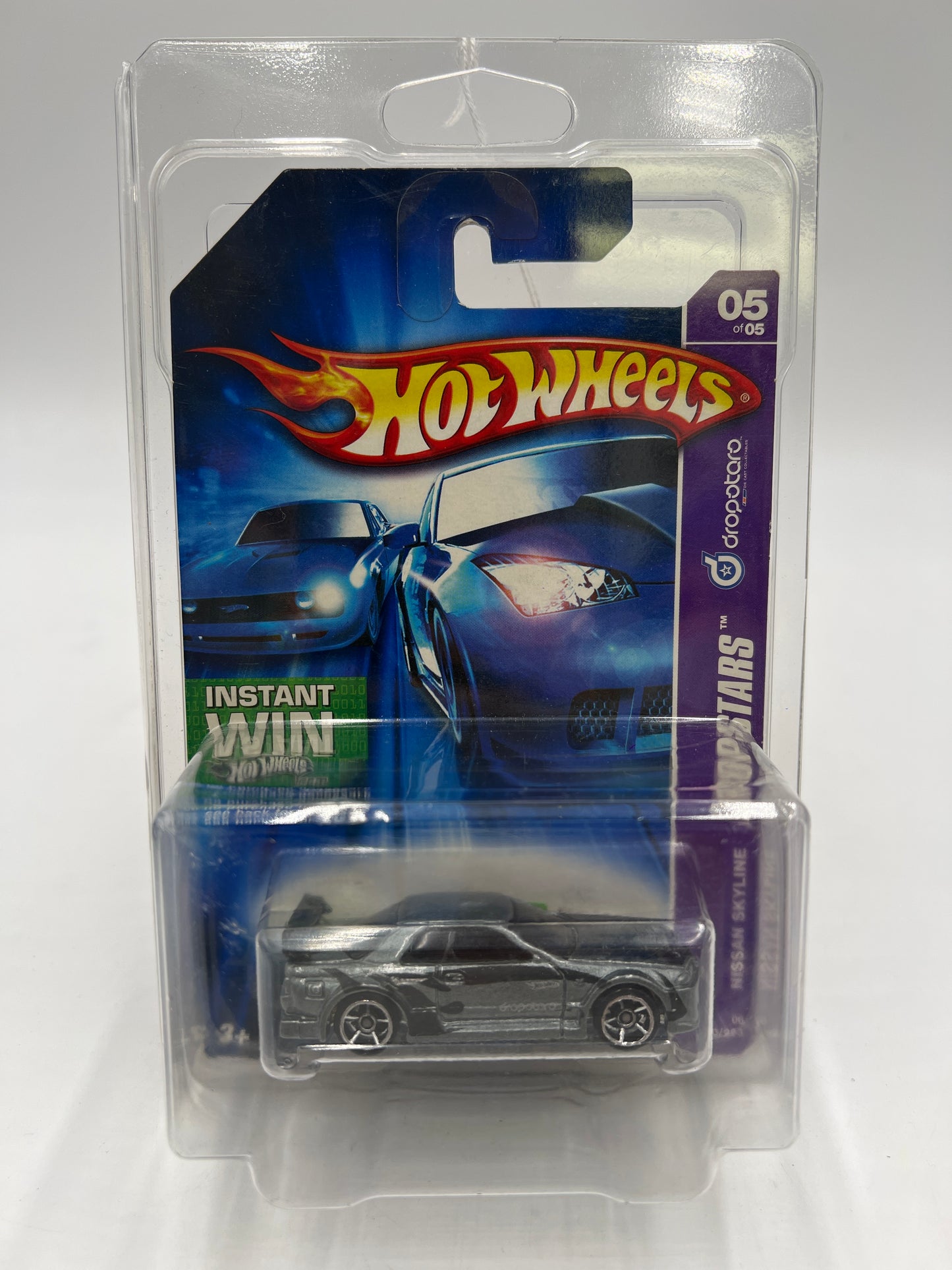 2006 Hot Wheels Dropstars #060 Nissan Skyline Dark Gray HTF W/Protector