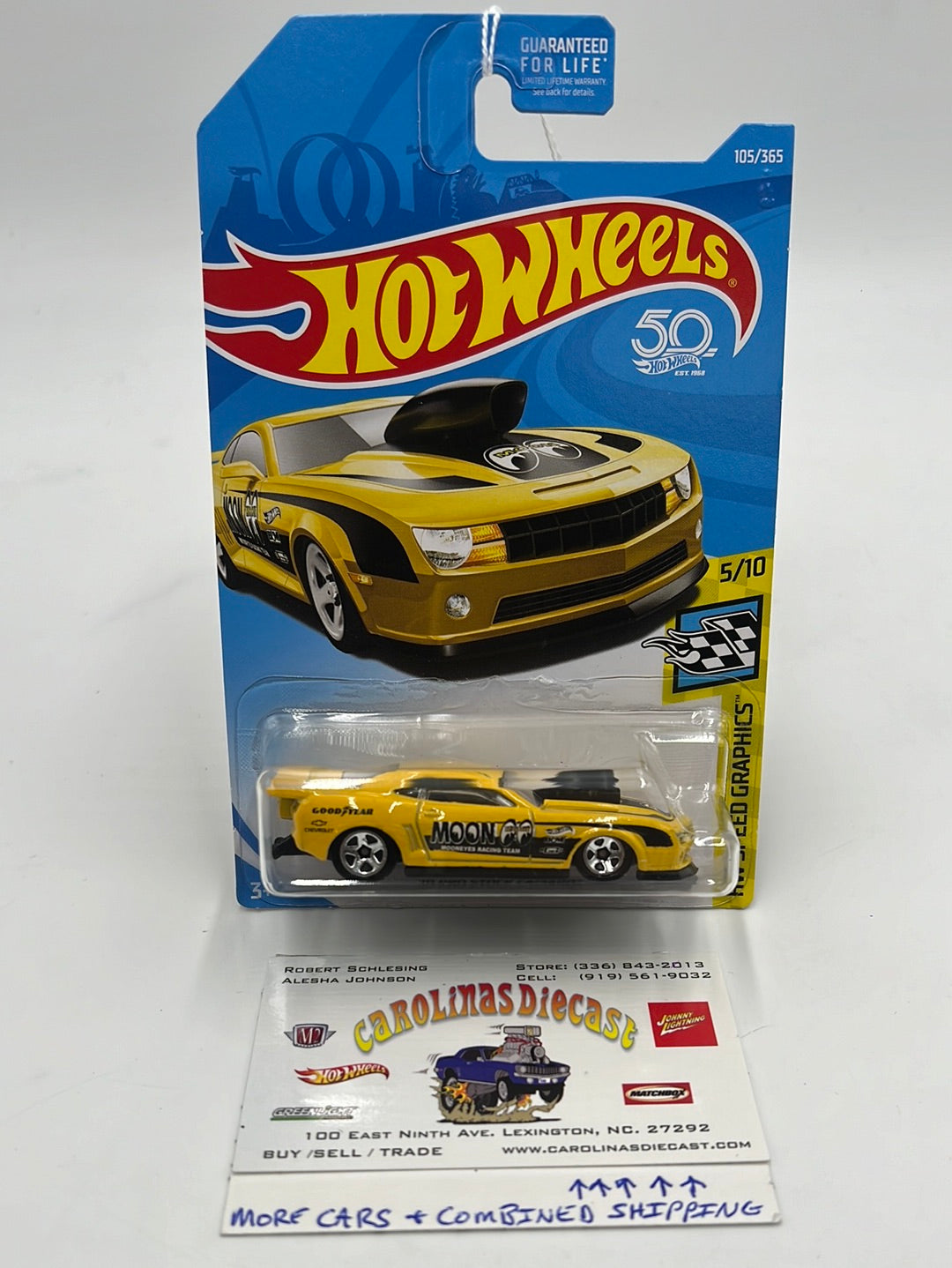 2018 Hot Wheels #105 10 Pro Stock Camaro Mooneyes Yellow 16E