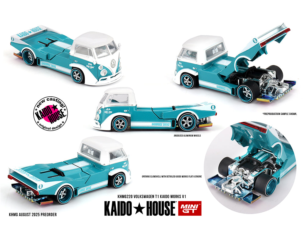 PREORDER Kaido House x Mini GT Volkswagen T1 KAIDO WORKS V1 Turquoise/White #220
