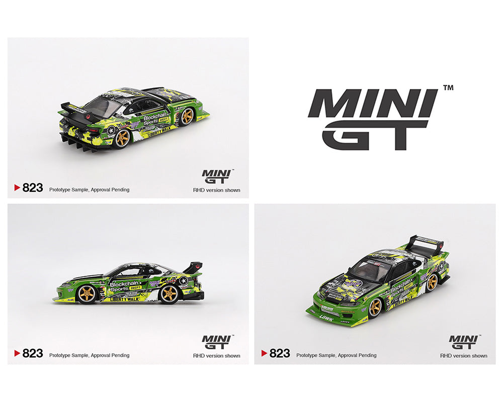 (Preorder) Mini GT 1:64 #823 Nissan LB-Super Silhouette S15 SILVIA #555 V2 2024 – Green – Formula Drift Japan MGT00823