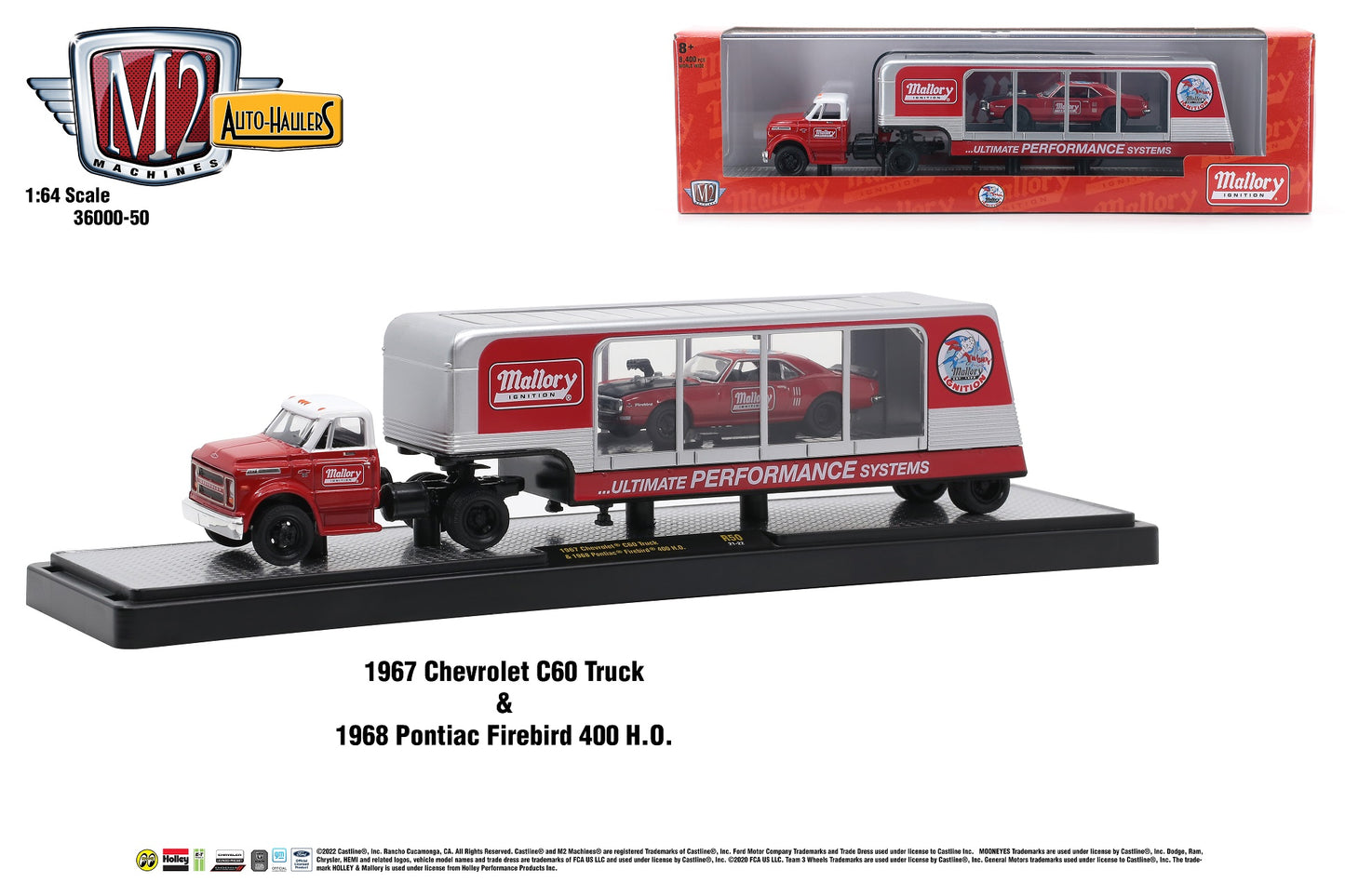 M2 Machines auto haulers 1967 Chevrolet C60 Truck 1968 Pontiac Firebird 400 H.O. R50