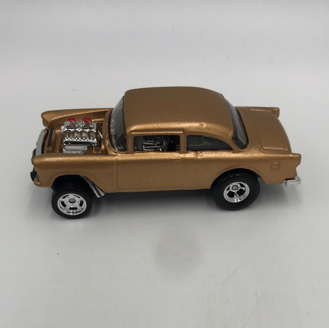 Hot wheels CUSTOM 55 Chevy bel air gasser Gold Real riders loose