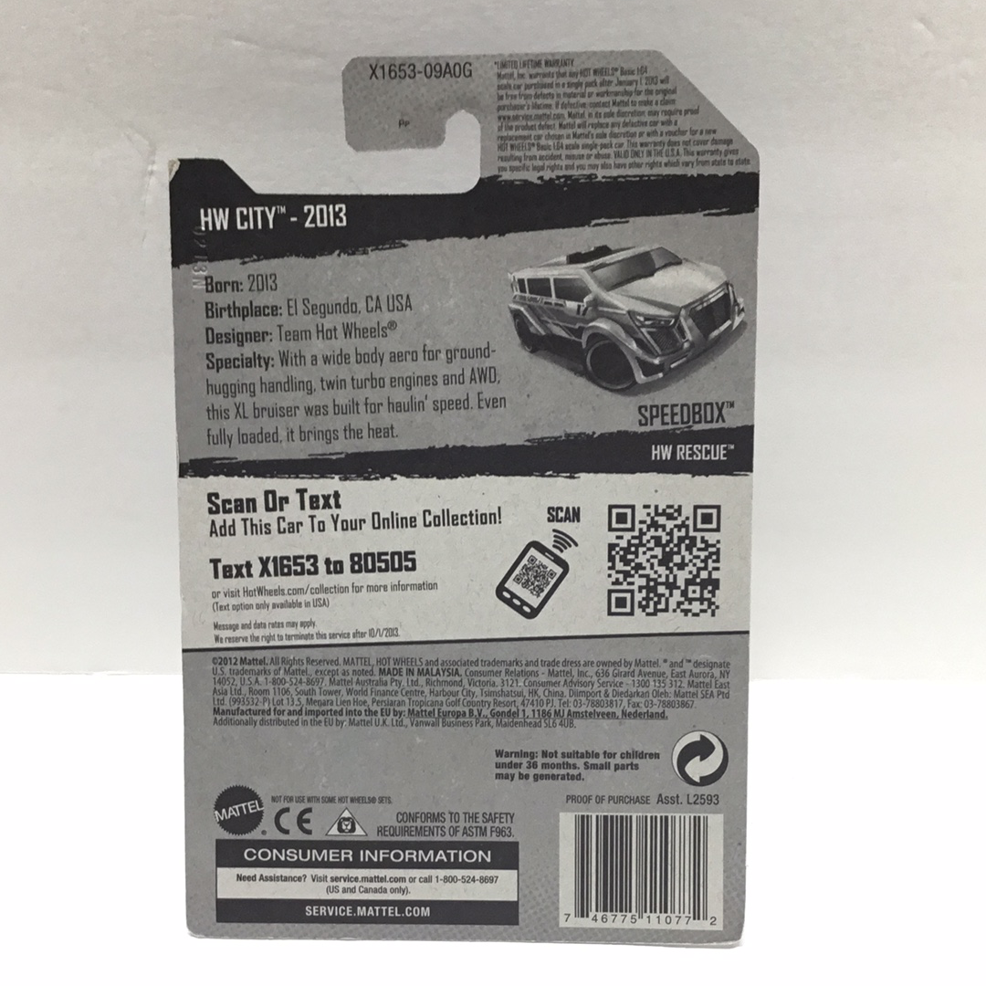 2013 hot wheels #15 Speedbox white factory sealed ZZ1