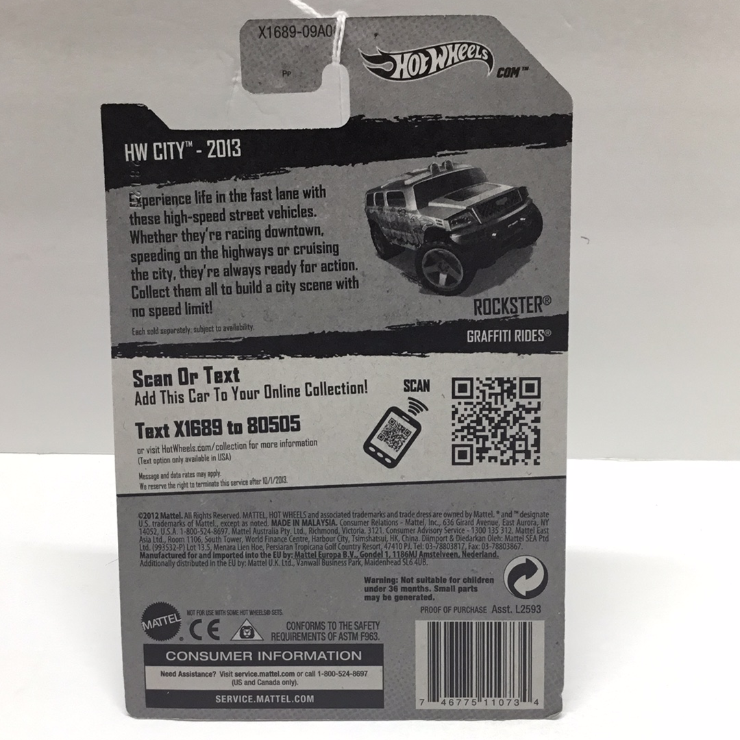 2013 hot wheels #37 Rockster white factory sealed sticker ZZ1