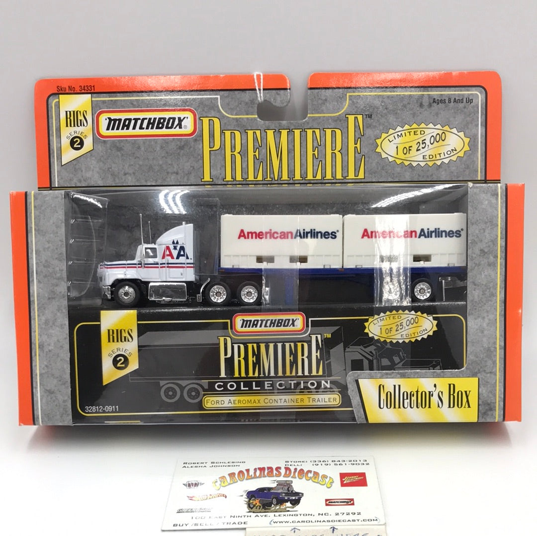 Matchbox Premiere Rigs series 2 FORD AEROMAX CONTAINERNER TRAILER AMERICAN  AIRLINES