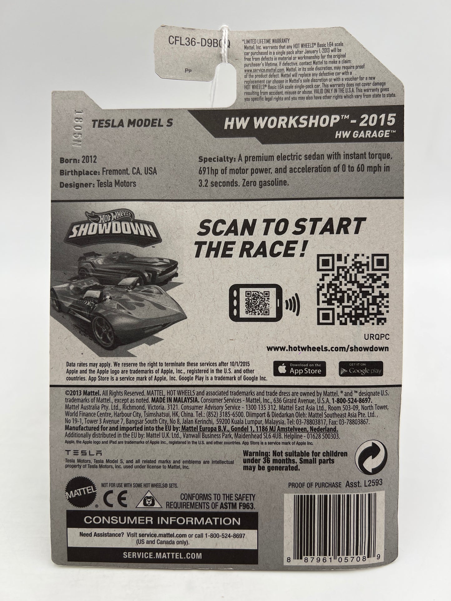 2015 Hot Wheels Workshop #217 Tesla Model S Red