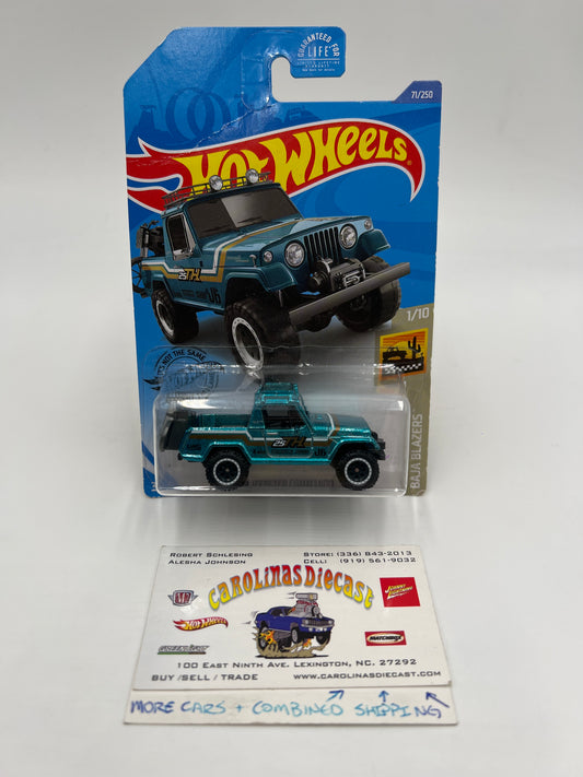 2020 Hot Wheels Super Treasure Hunt #71 67 Jeepster Commando Blue W/Protector Bad Card