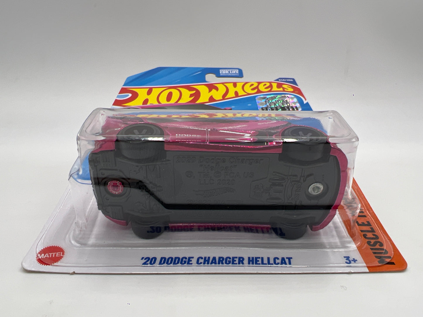 2025 Hot Wheels Factory Sealed Super Treasure Hunt #240 20 Dodge Charger Hellcat Pink W/Protector Cracked Blister