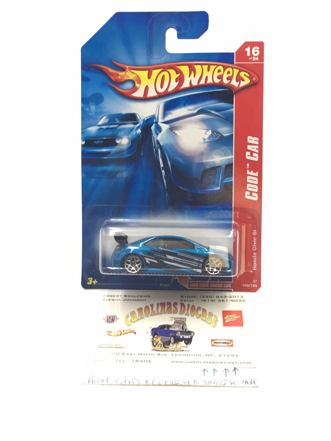 2007 Hot wheels Code Car #16 /24 Honda Civic Si with protector