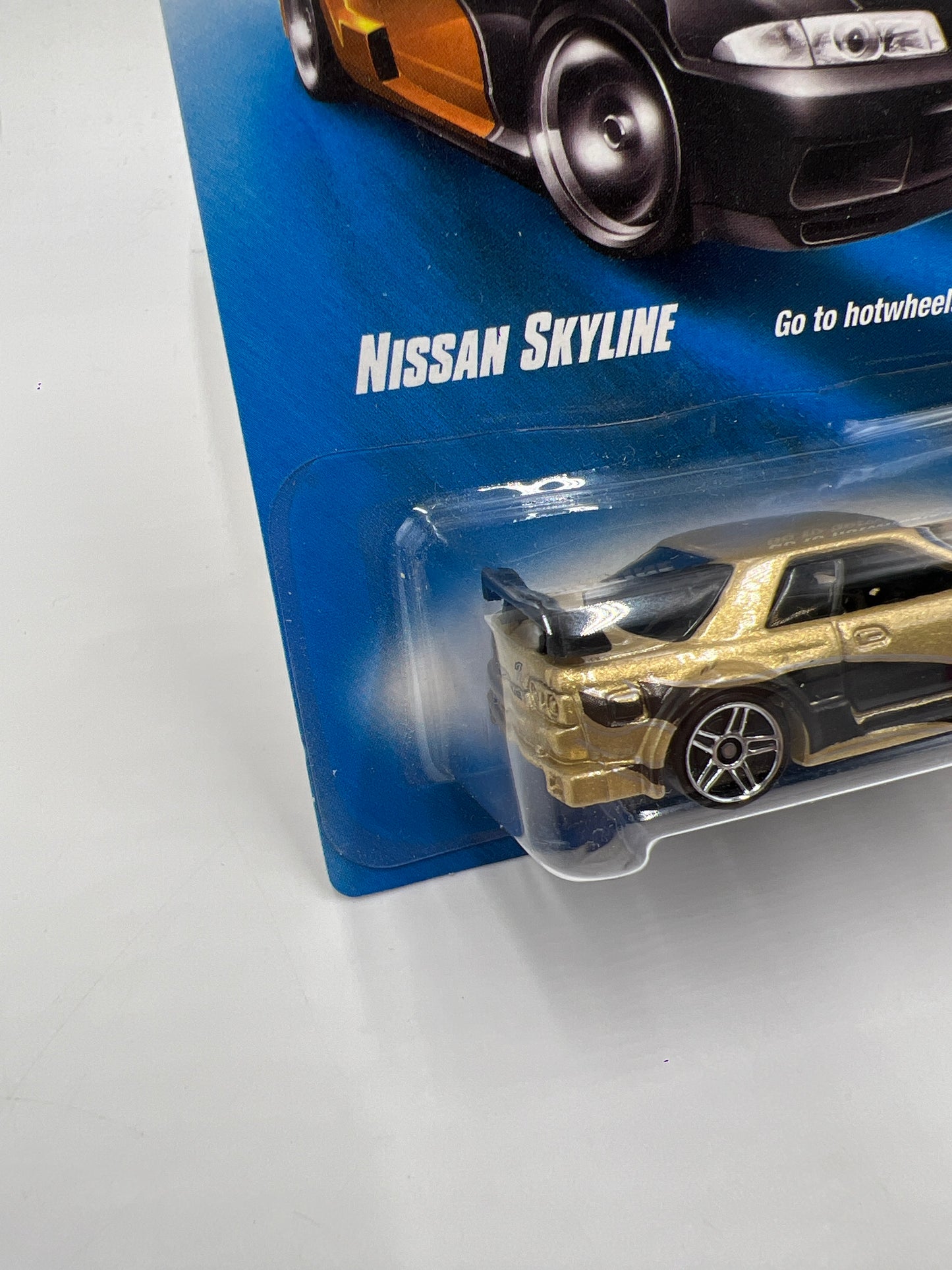 2008 Hot Wheels Web Trading Cars #81 Nissan Skyline Gold W/Protector