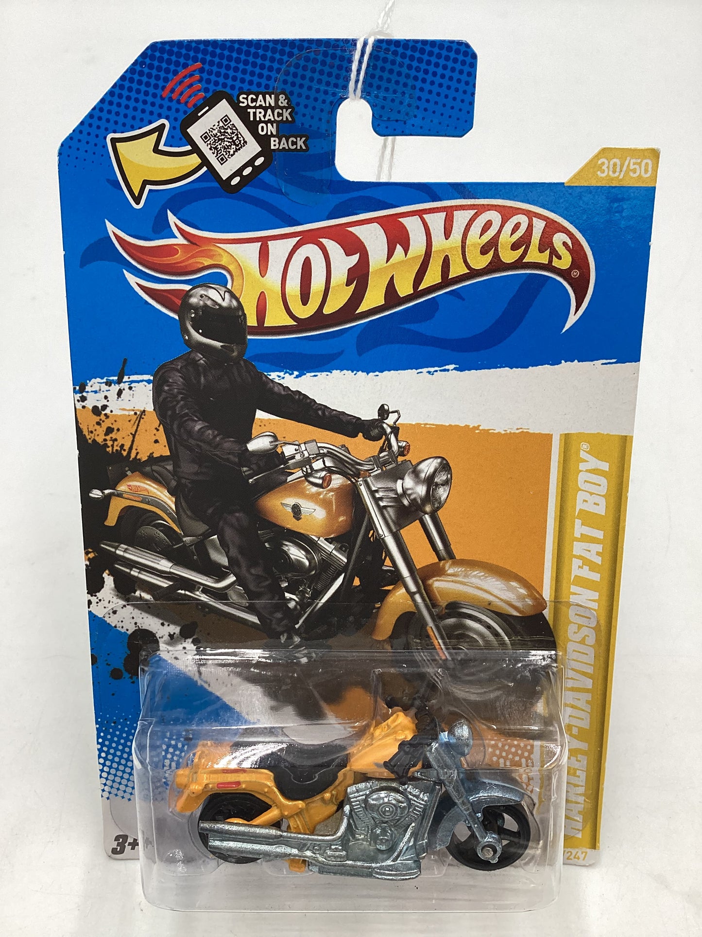 2012 Hot Wheels #30 Yellow Harley Davidson Fat Boy 53D