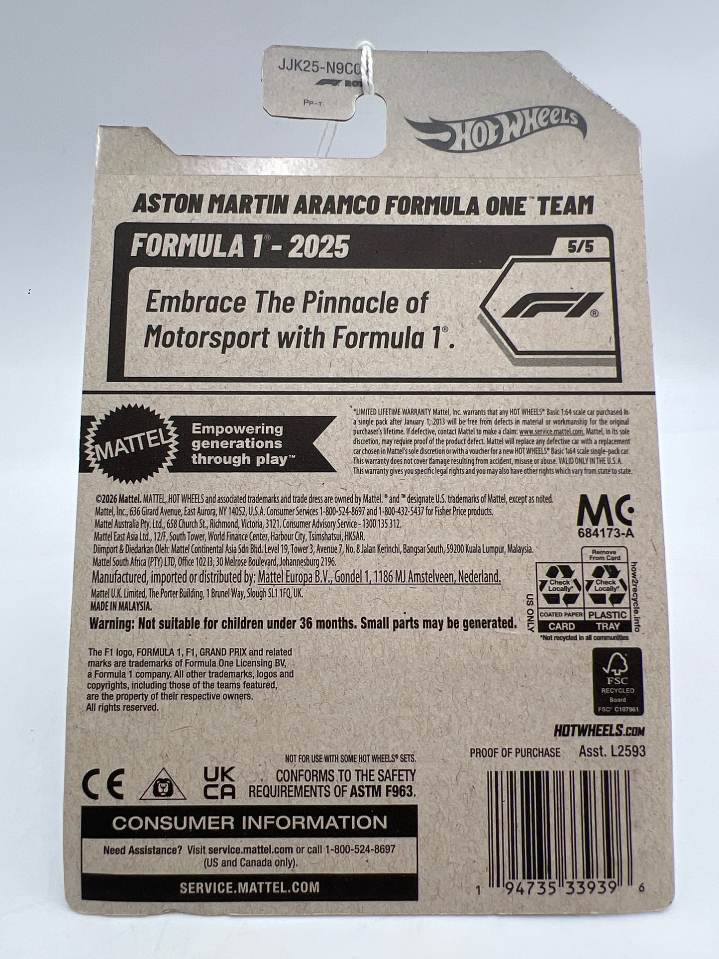 2026 Hot Wheels K Case #185 Formula 1 Aston Martin Aramco