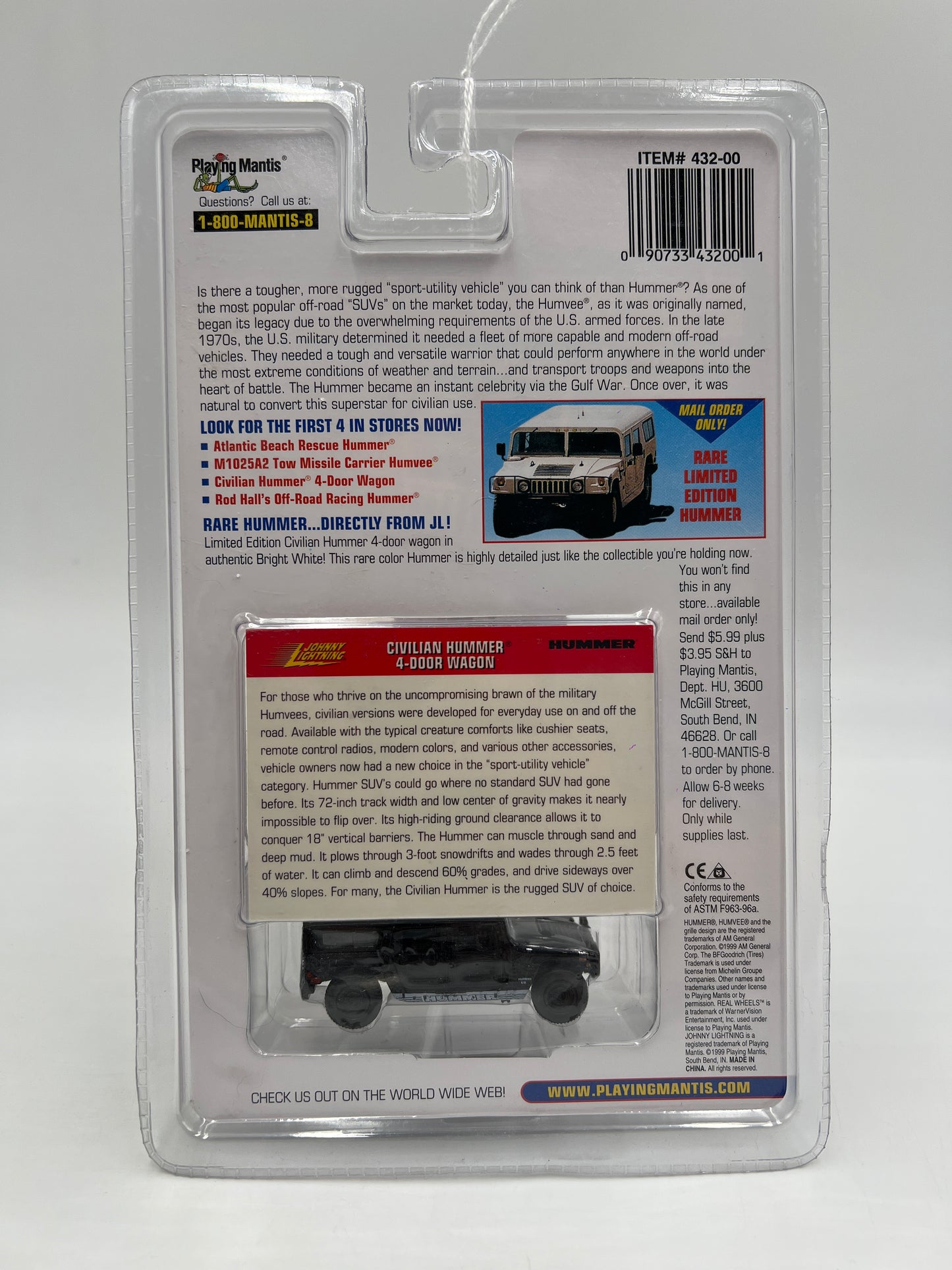 Johnny Lightning Hummer Series Civilian Hummer 4-Door Wagon Black 221H