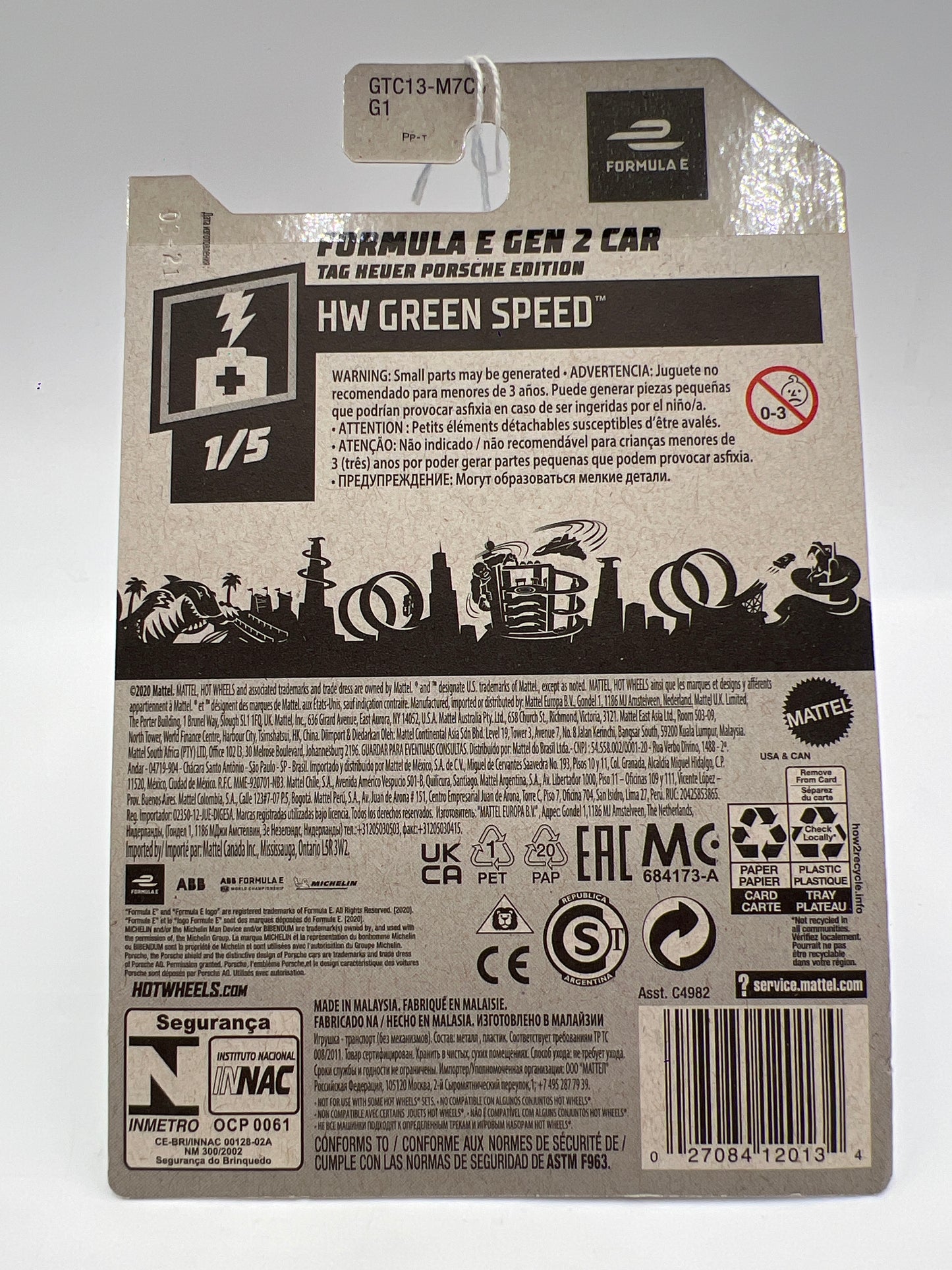 2021 Hot Wheels Green Speed #126 Formula E Gen 2 Car Tag Heuer Porsche Edition