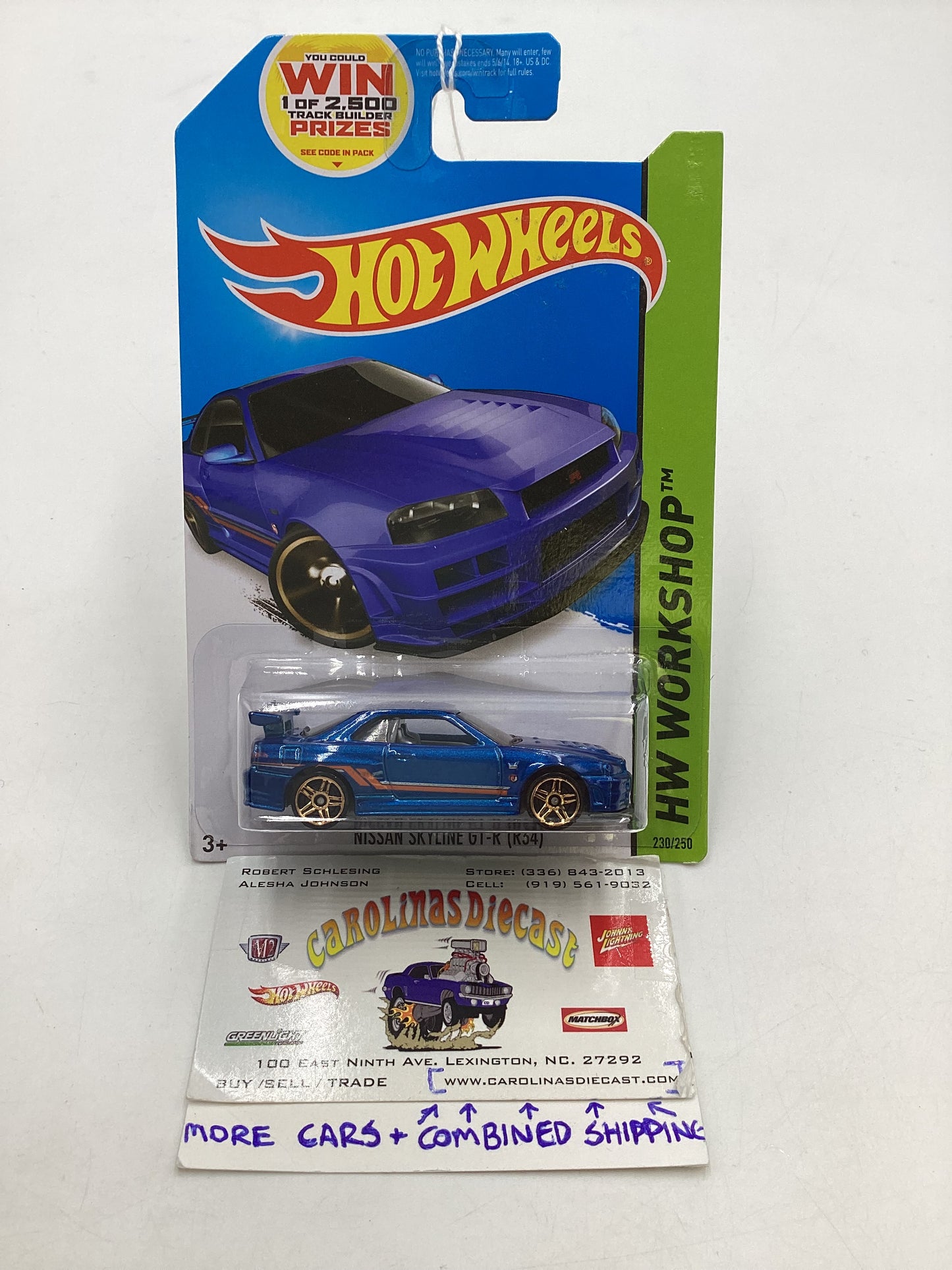 2014 Hot Wheels #230 Nissan Skyline GT-R (R34) Blue W/protector