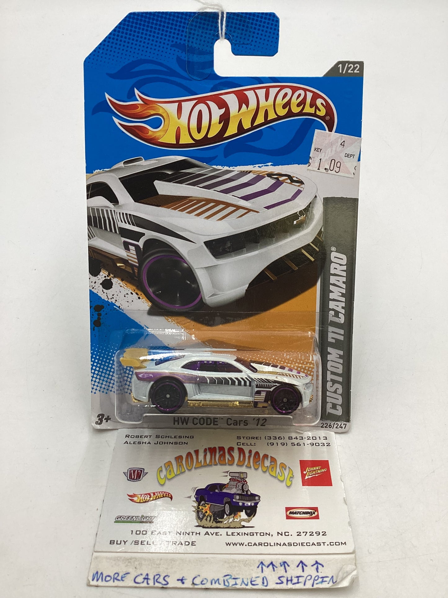 2012 Hot Wheels #226 White Custom 11 Camaro 9i