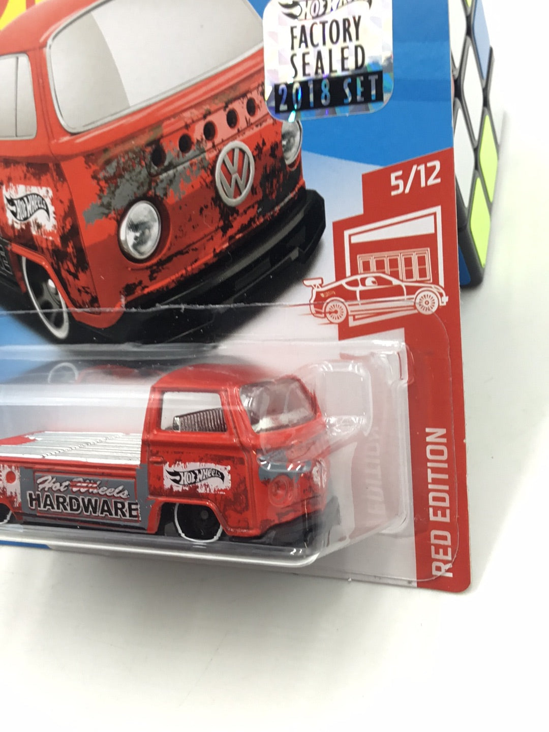 2018 hot wheels red edition #5 Volkswagen T2 Pickup target red factory sealed sticker