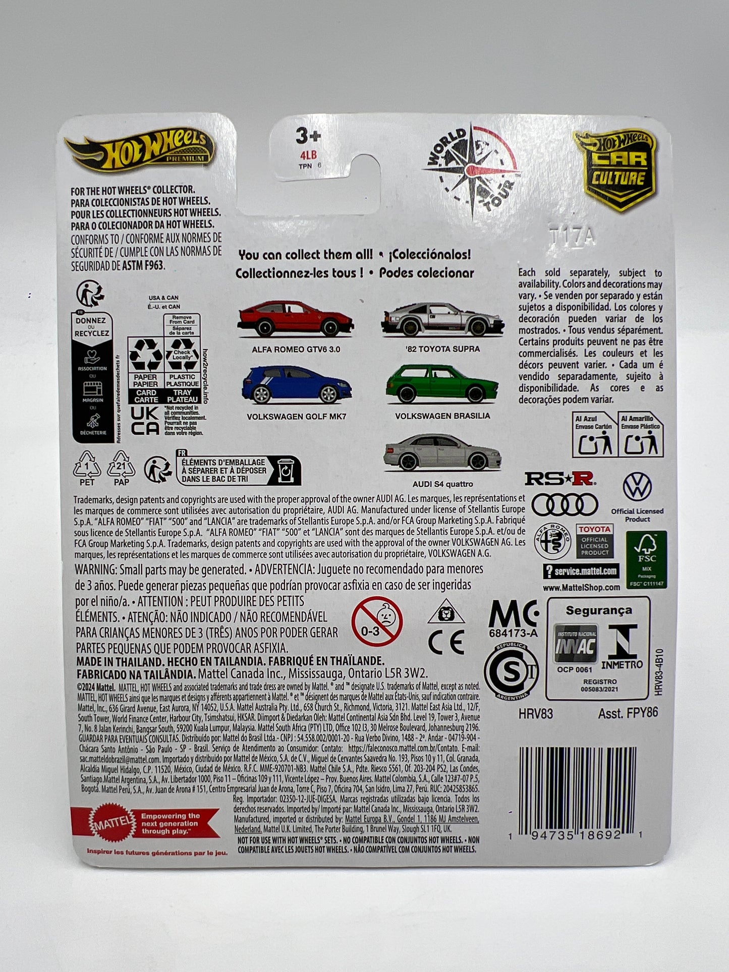 2024 Hot Wheels Premium World Tour Chase #0 Alfa Romeo GTV6 3.0 Black W/Protector