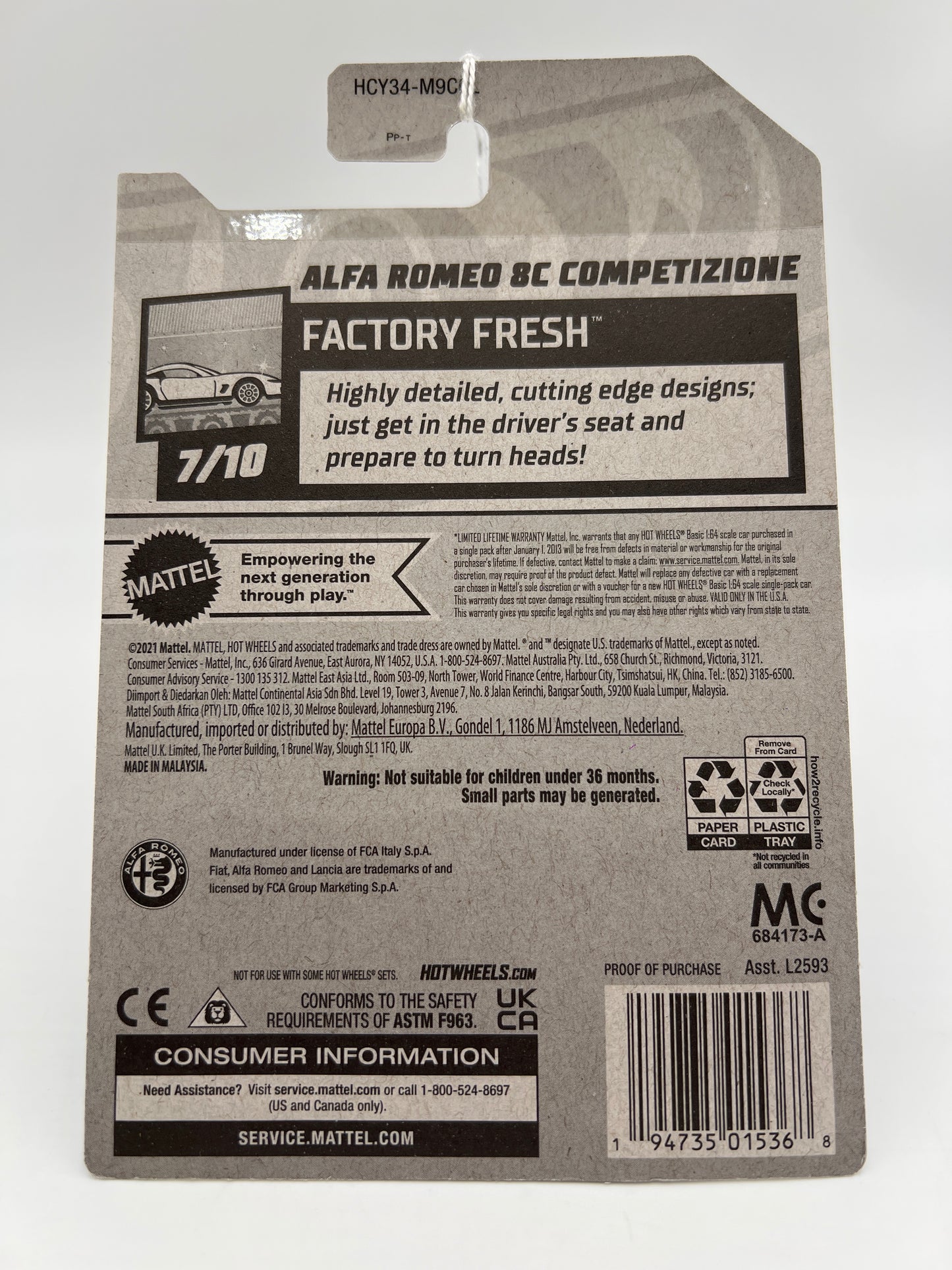 2022 Hot Wheels Walmart Exclusive Zamac 11 #156 Alfa Romeo 8C Competizione 143i