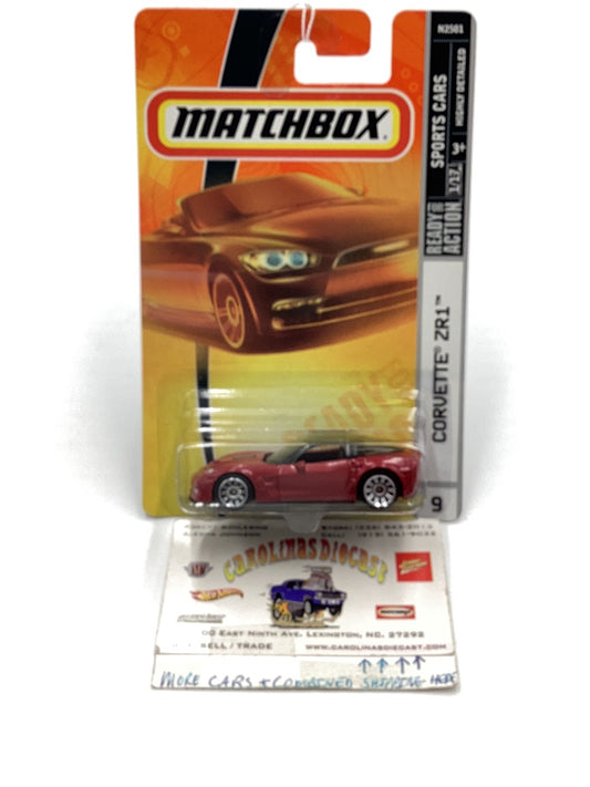 Matchbox 2008 #9 2008 Chevy Corvette ZR1 Red 17D