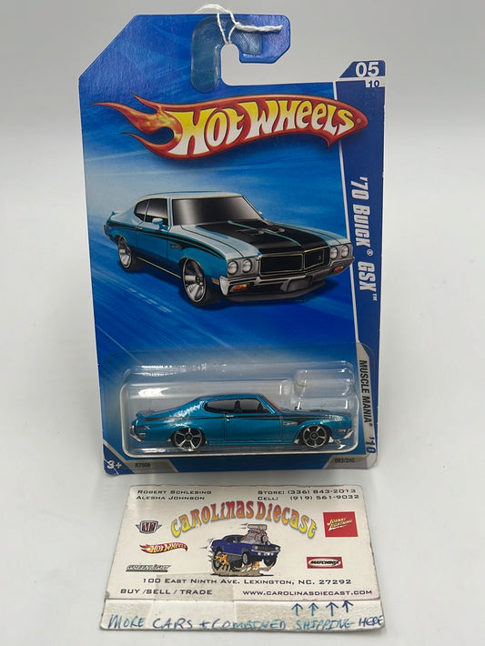 2010 Hot Wheels Muscle Mania ‘70 Buick GSX Blue w/Pink Window Variation 83/240 234C