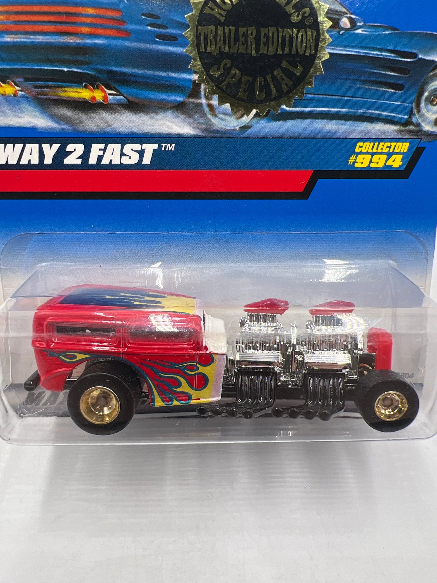 1999 Hot Wheels Collector #994 Trailer Edition Special Way 2 Fast Red W/Real Riders SR