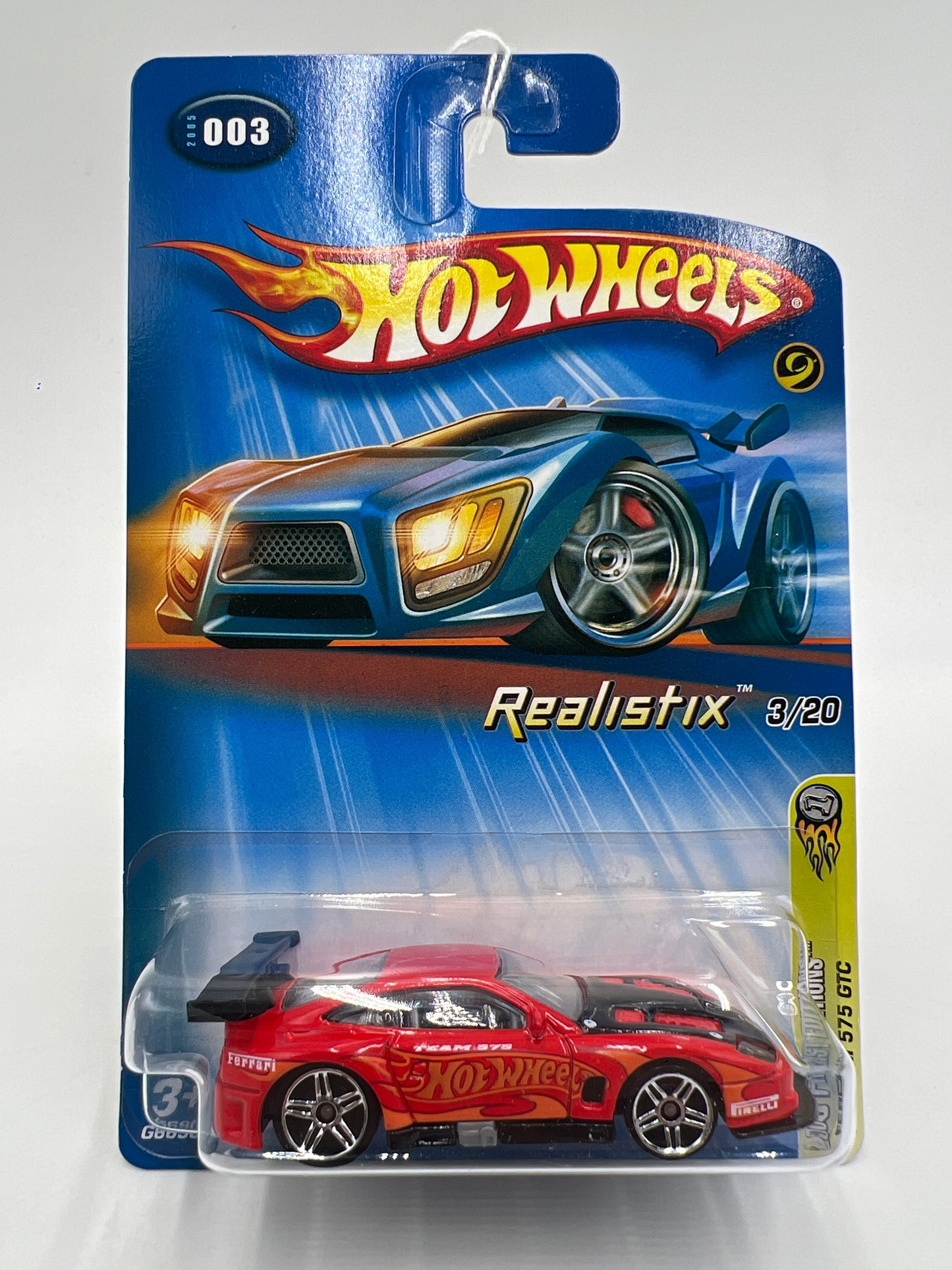 2005 Hot Wheels First Editions Realistix #3 Ferrari 575 GTC Red PR5 Wheels