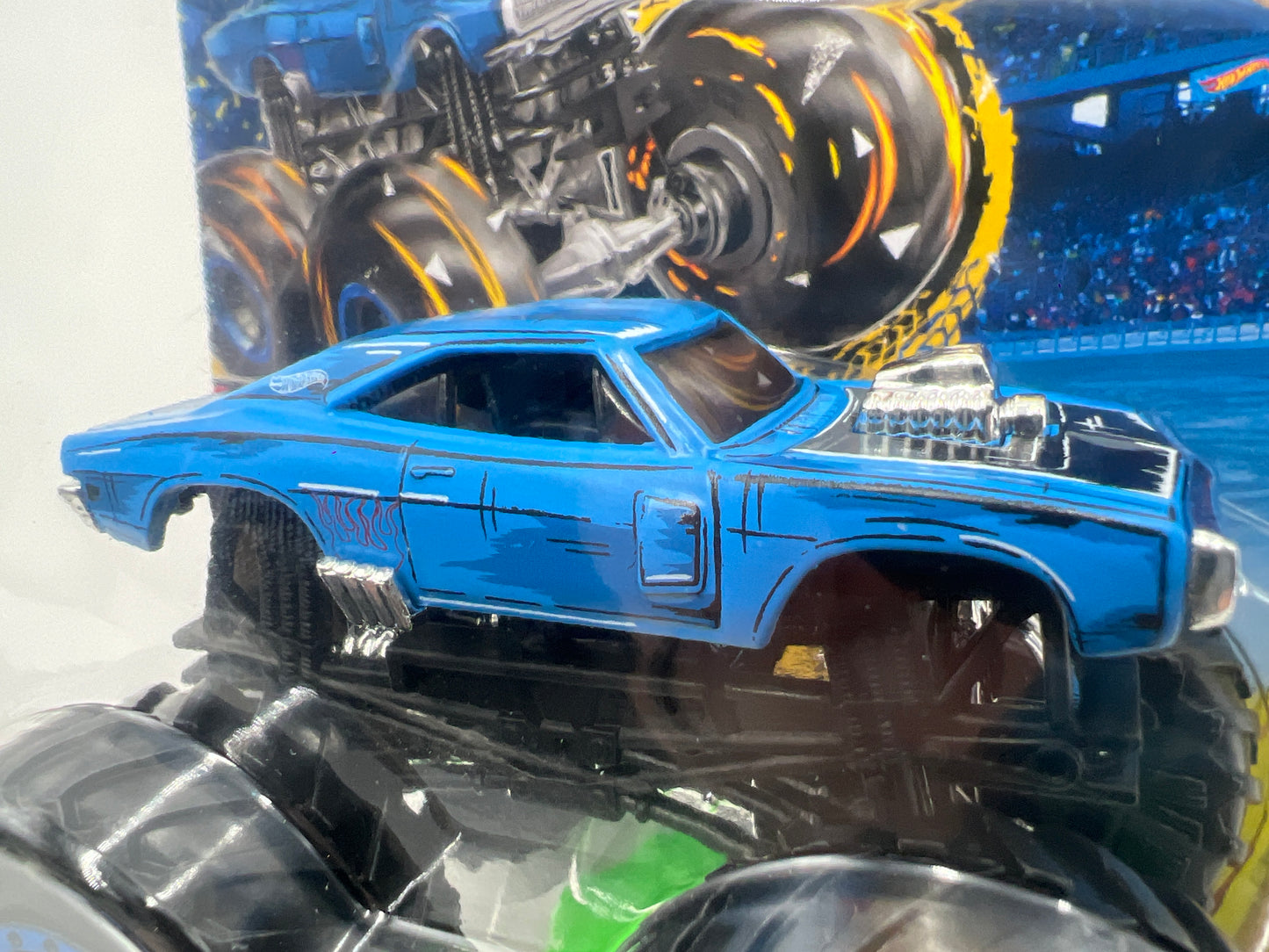 2025 Hot Wheels Monster Trucks Totally Tooned #1 1970 Dodge Charger R/T Blue 134B